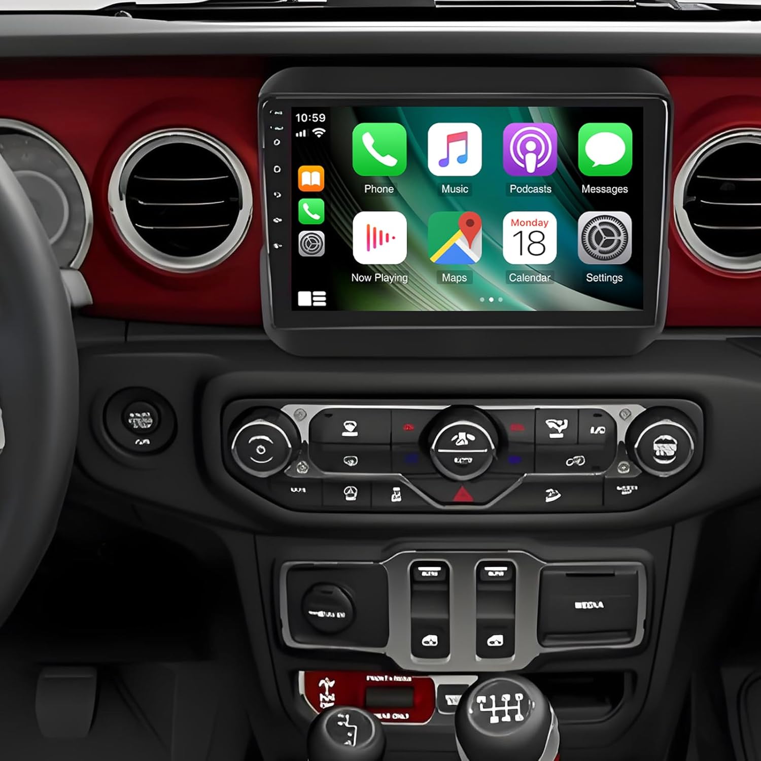 PHEZEN Android13 Car Radio Fit for Jeep Wrangler JL 2018-2019, 9 Inch Touch Screen Car Stereo Audio Support CarPlay/Android Auto Mirror Link Bluetooth WiFi GPS Navigation FM Radio 2G+32G