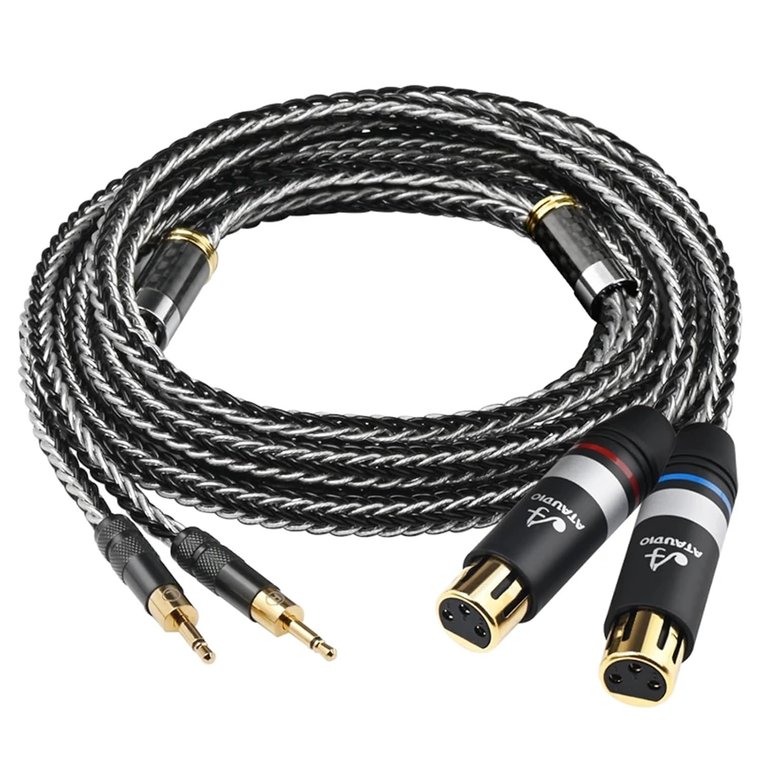 HiFi PHA-3 Headphone Audio Cable OCC Silver Plated Dual 3.5mm Stereo Balanced Cable for XLR Male/Female Headset(PHA-3 to XLR Male,2m)