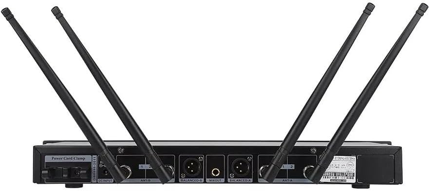 Dual Channels Wireless Microphone System, UHF True Diversity 2 Handheld Vocal Mic, 328ft Coverage, Microphones for Stage Performance, Outdoor Broadcasting, Lectures, Singing, Church