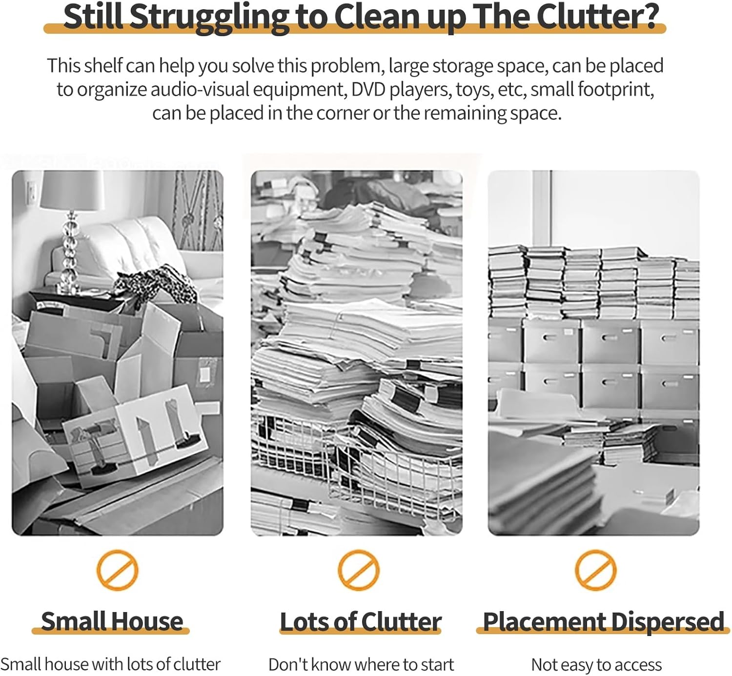 3-Tier Petite Entertainment Center Stand - Corner TV Center Stereo Components Storage Cabinet - HiFi Racks and Stands Audio Rack for Living, Gaming, Recording R（A-3-65x55x61.5cm）