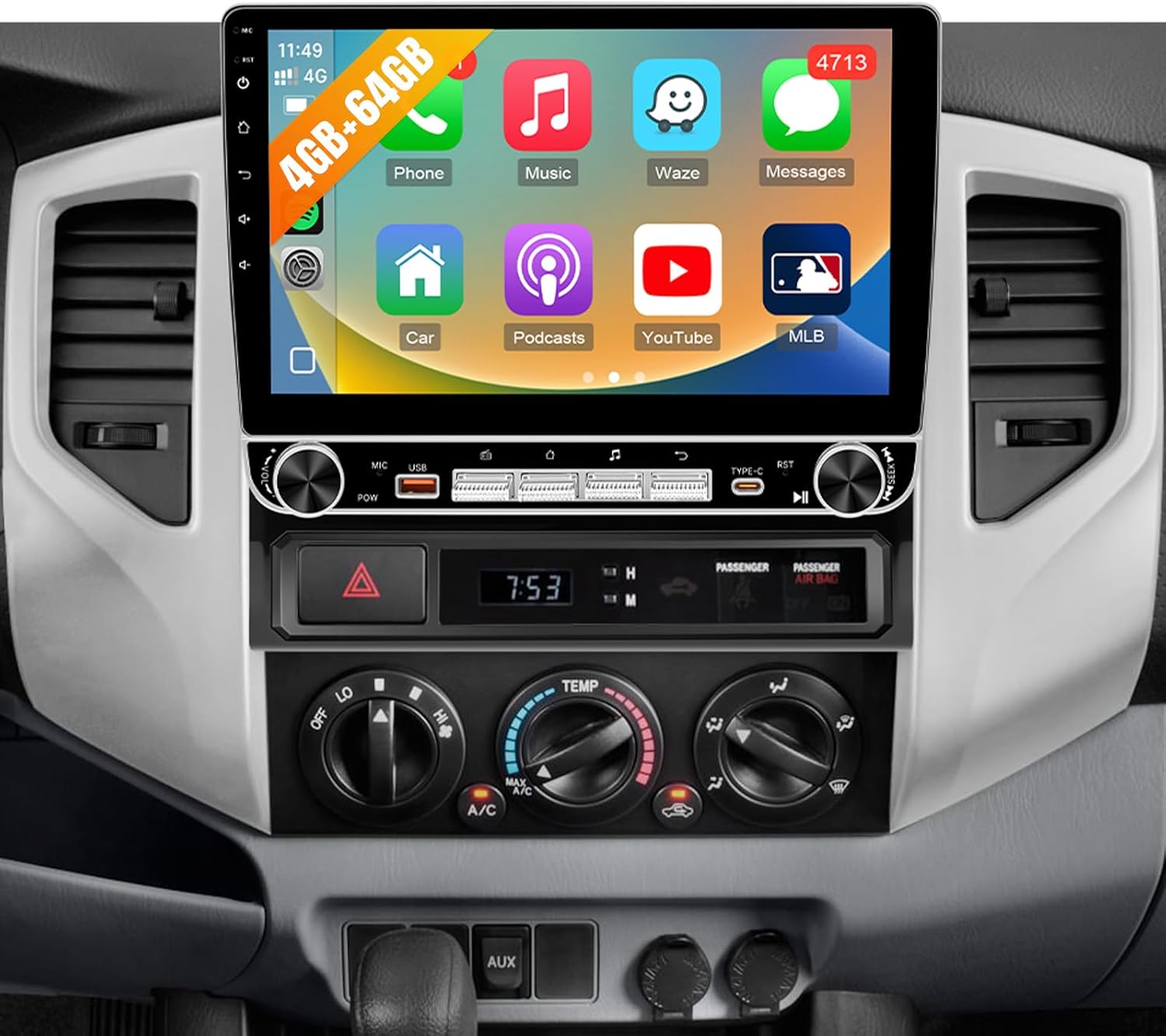 Leadfan 4G+64G Android 13 Car Stereo for Toyota Tacoma 2005 to 2015 Radio with Carplay Android Auto, 10.1