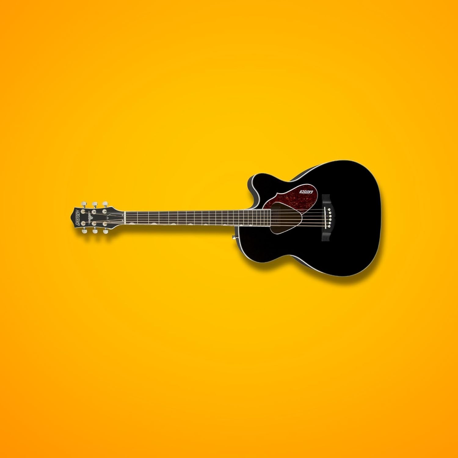 Gretsch G5013CE Rancher Junior Cutaway 6-String Acoustic Electric Guitar - Right-Handed, (Black) Bundle with Hard-Shell Protective Wooden Case (2 Items)