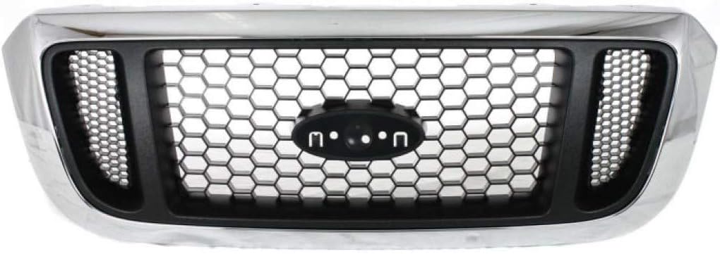 For Ford Ranger Grille Assembly 2004 2005 | Honeycomb | Chrome Shell/Painted Argent Insert Plastic | FO1200453 | 4L5Z8200EAA