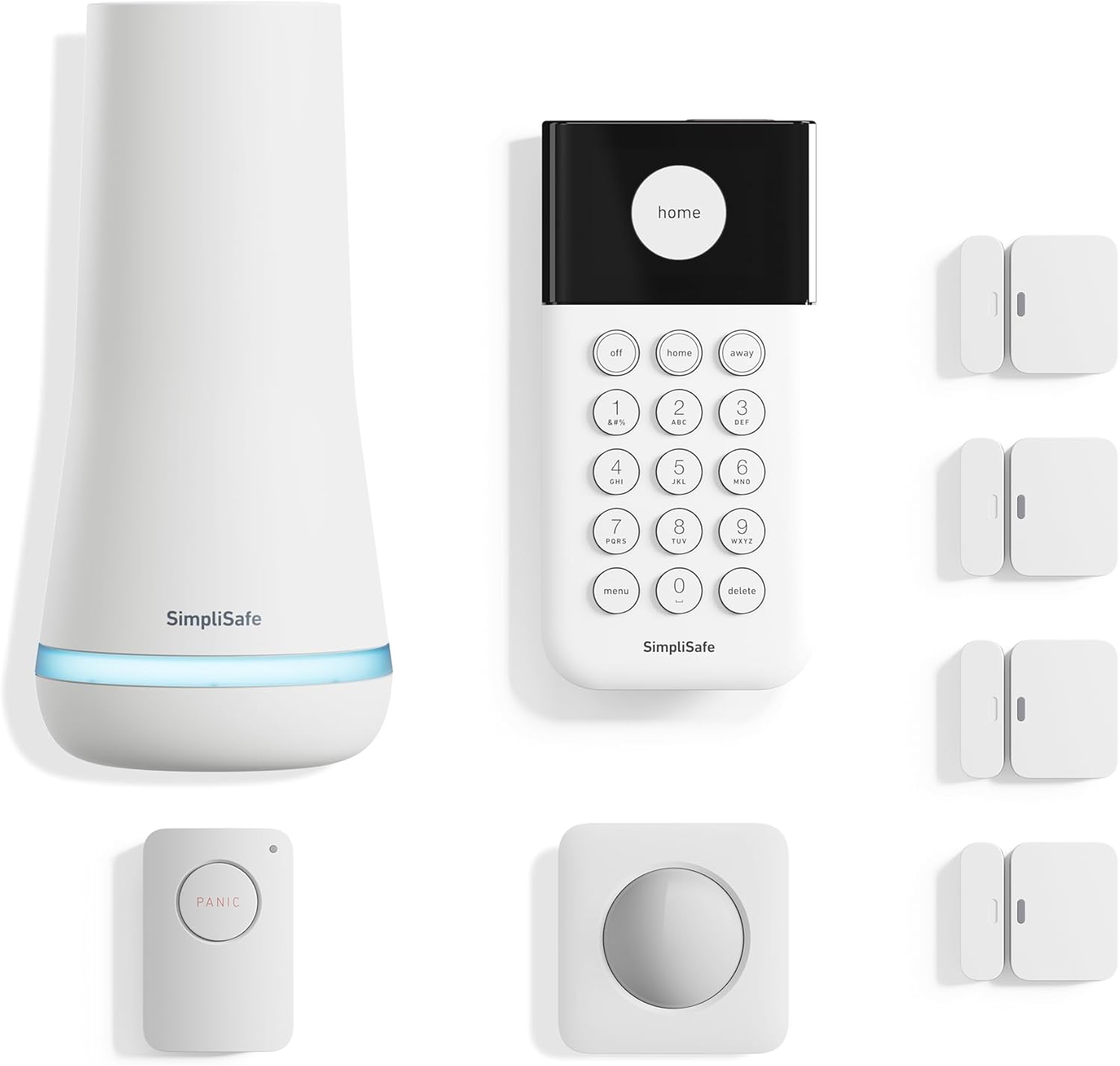 SimpliSafe 8 Piece Wireless Home Security System - Optional 24/7 Professional Monitoring - No Contract - Compatible with Alexa and Google Assistant , White