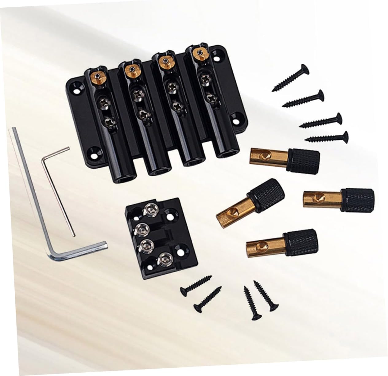 String Headless Bass Guitar Bridge with String Lock Vintage Style Design Easy Install Black