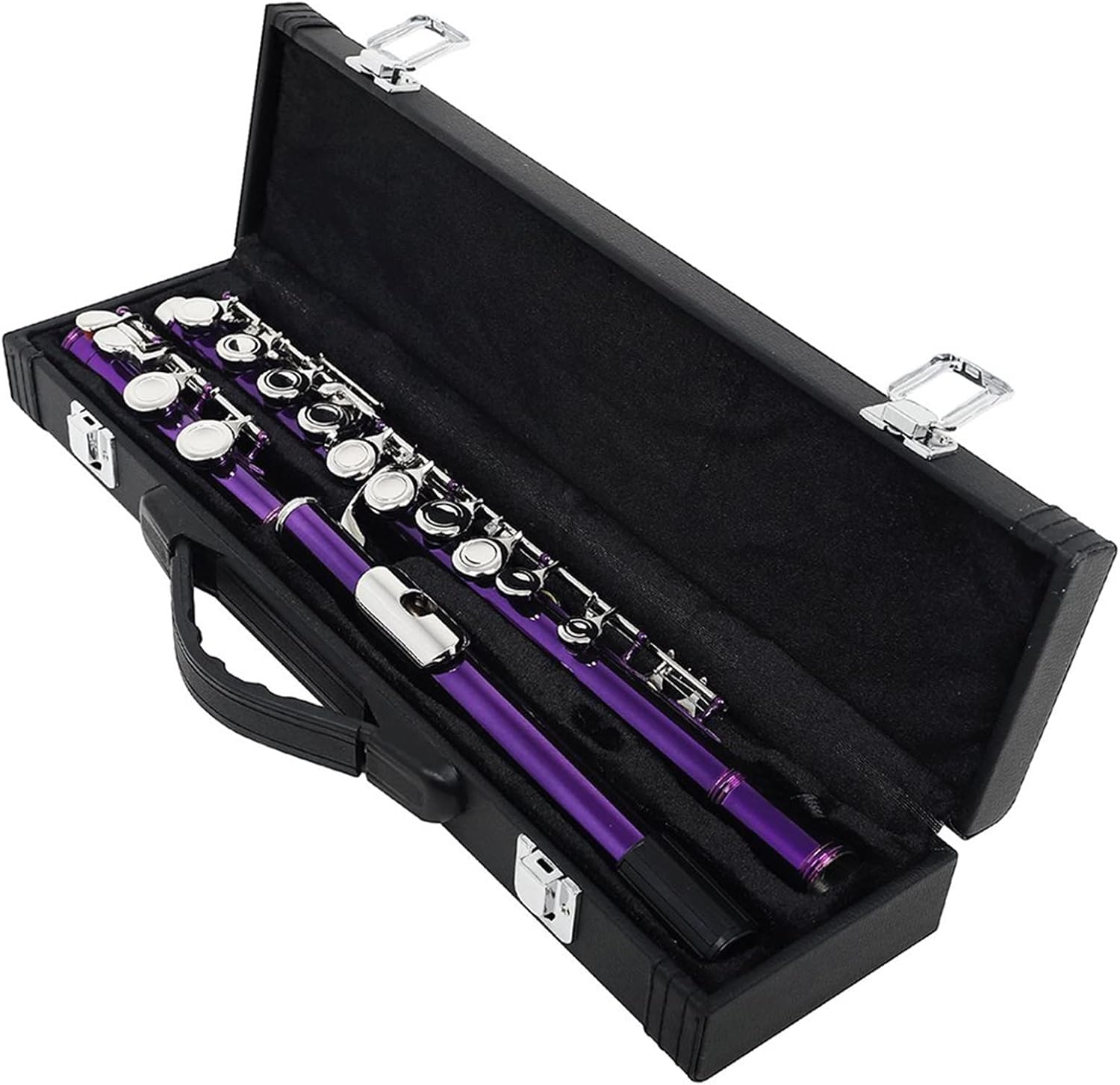 Flute Kit Purple 16 Holes C Tone Flute with E Key Woodwind Instrument Closed Key Cupronickel Tube with Padded Bag Music Accessories Intermediate Flute