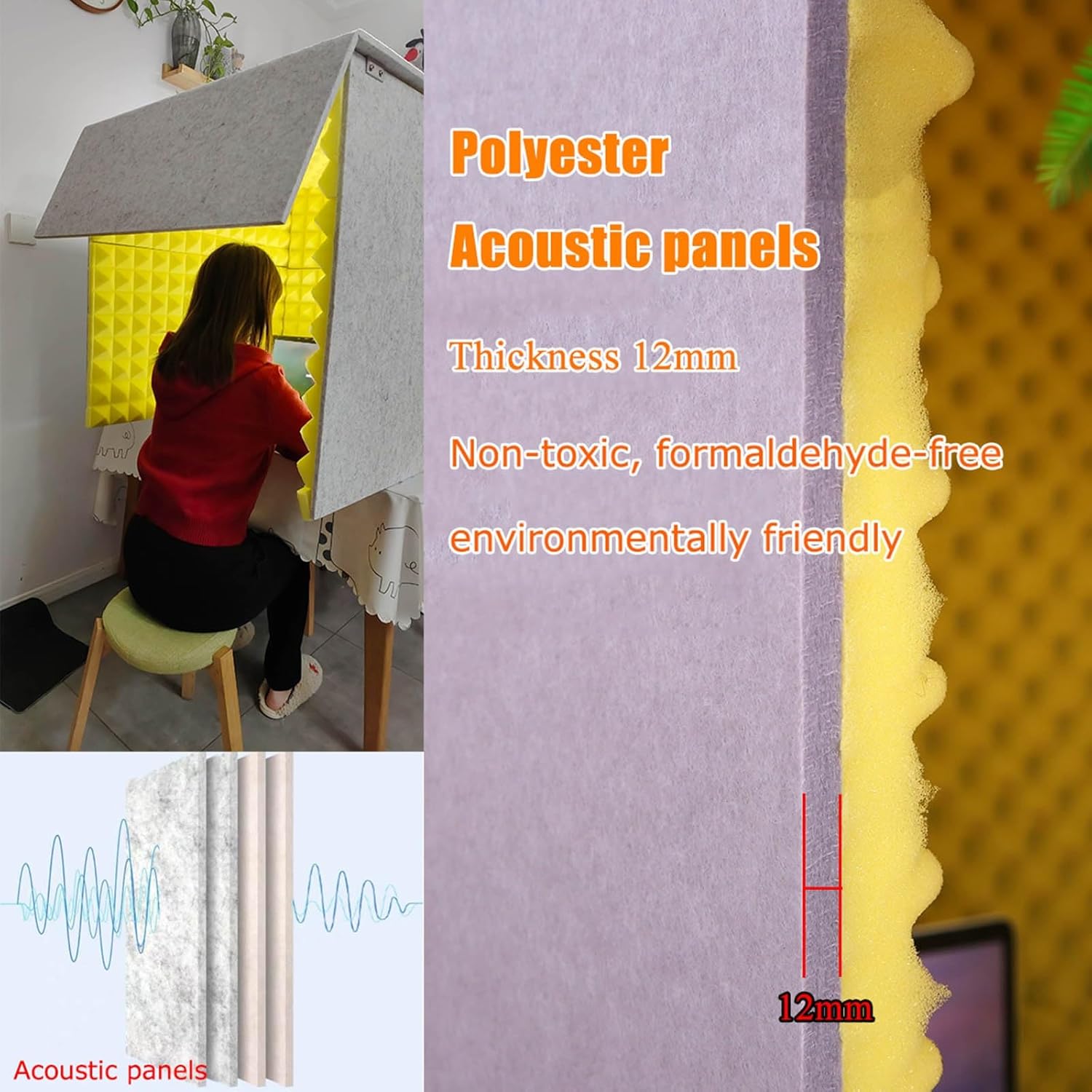 Microphone Isolation Room Box, Desktop Soundproofing Enclosure, Simple Soundproofing Room for Home Studio (Gris)