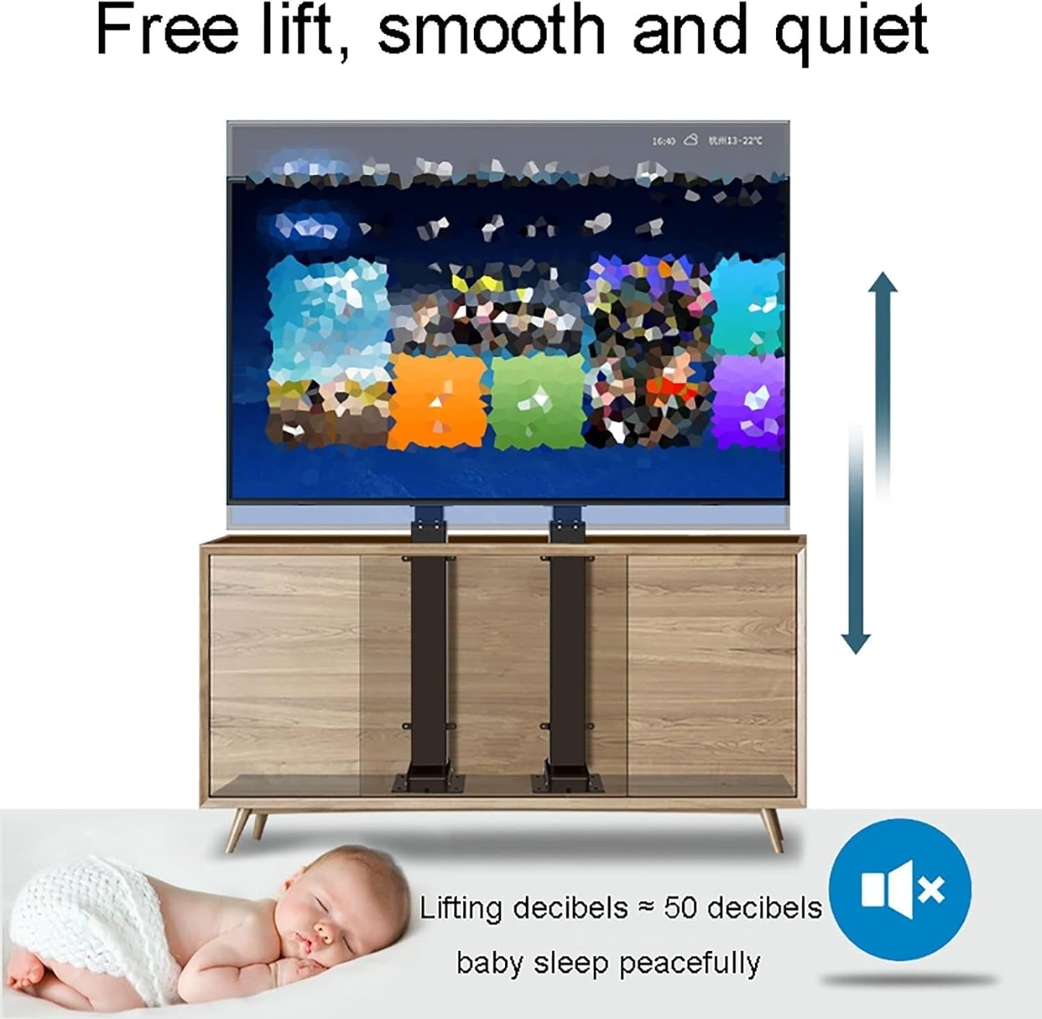 Motorized TV Mount for 55-120 Inch TVs, Telescopic Electric TV Lift with Auto Lifting, Height Adjustable TV Stand and Wall Mount, TV Motorized Lift with Remote