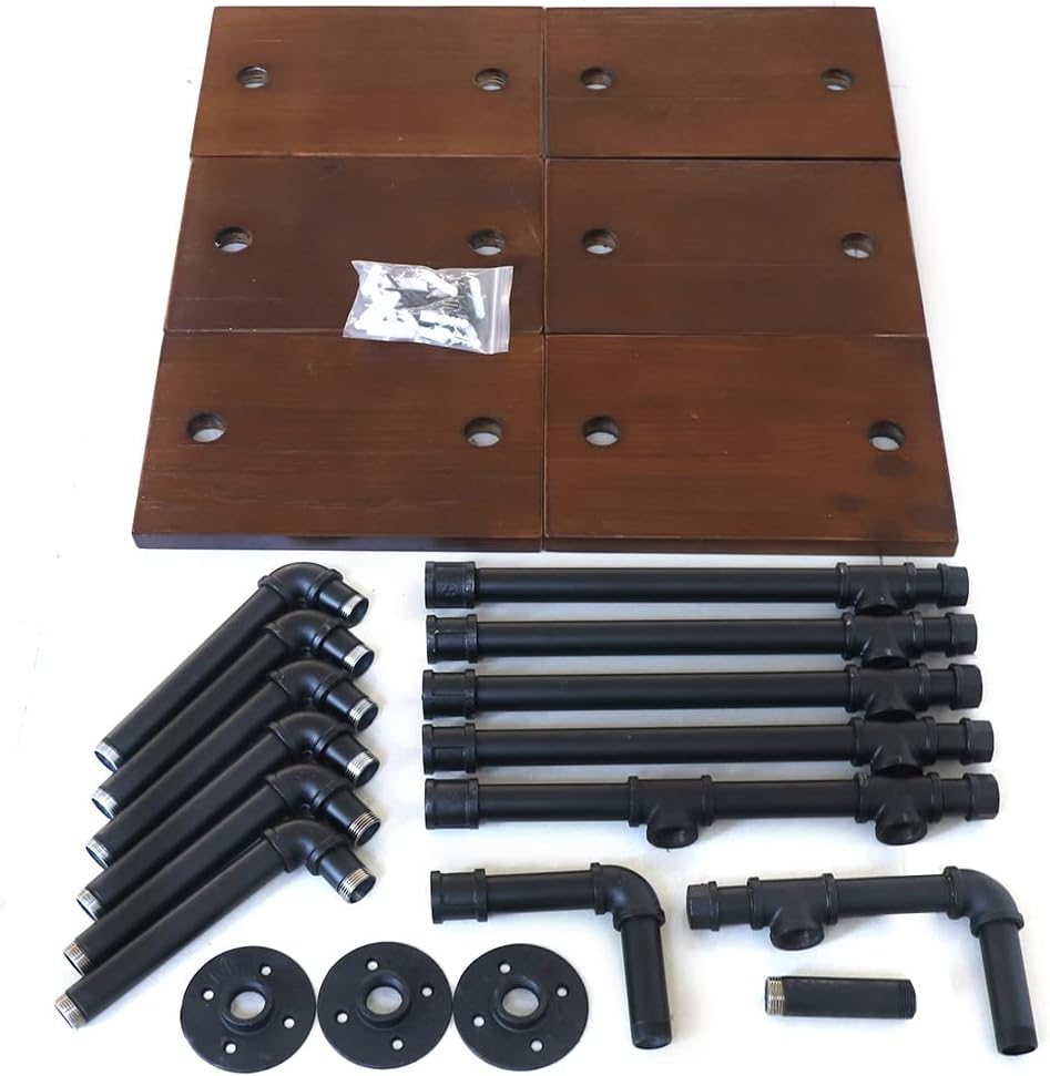 Floating Shelves Wall Mounted,Industrial Floating Shelves Wall Mount Pipe Shelves Wood 6 Tiers Ladder Bookshelf,Natural Wood Shelves for Wall, for Living Room,Bedroom, Kitchen, Office