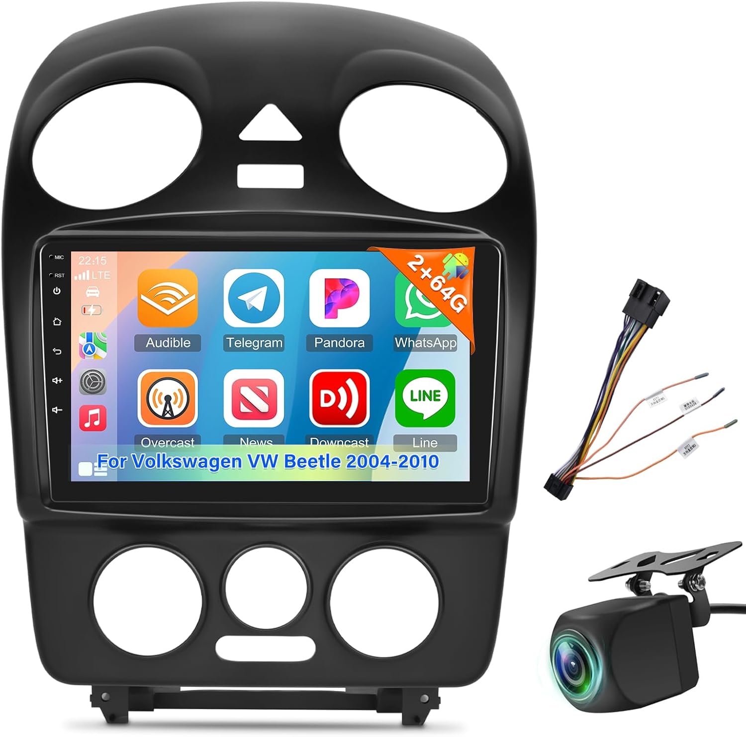 [2G+64G] Radio for VW Beetle 2004-2010, Android 9 inch Touch Screen Volkswagen Beetle Car Stereo, Carplay/Android Auto/EQ Audio/1080P/SWC/Bluetooth