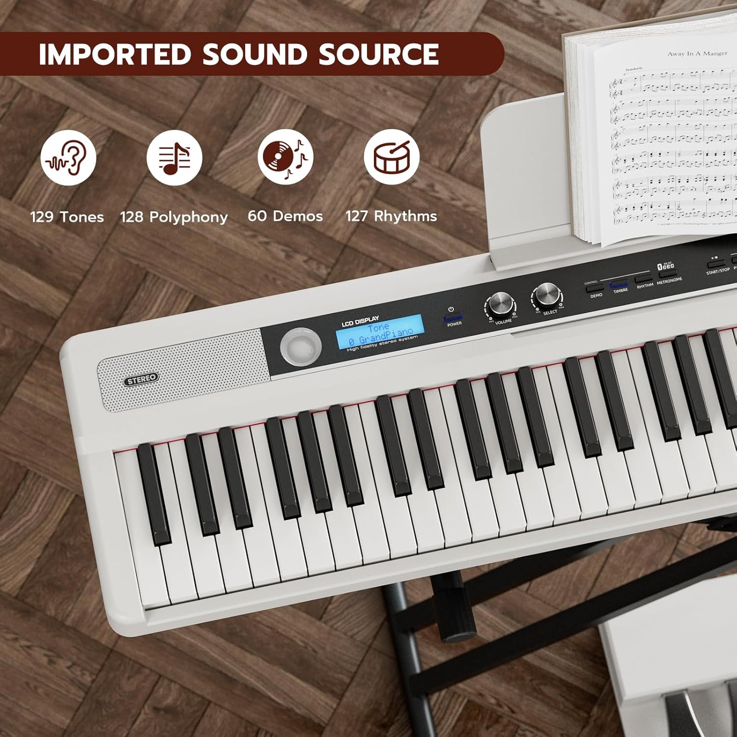 UMOMO 88 Key Digital Piano Keyboard with Piano X Stand, Full Size Electric Piano with Headphone, 3 Pedal, Electronic Piano, White