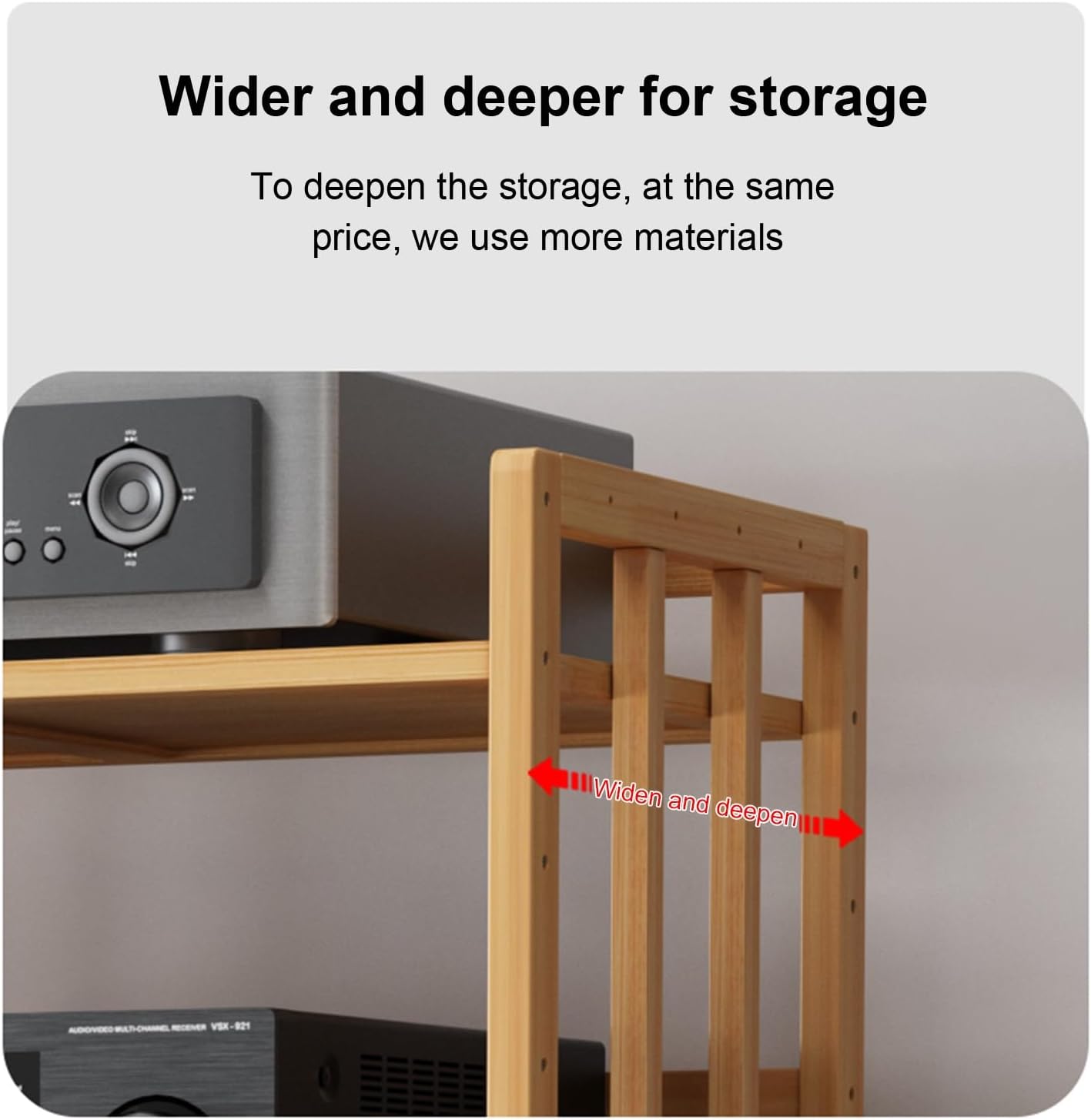 Speaker Shelf Wall Mount Entertainment Stand, Vinyl Record Shelf for Bedroom, 5-Tier Shelves Audio Video Record Player Stand Cabinet, for Living Room & Bedroom(Wood Color,60 * 38 * 80cm)