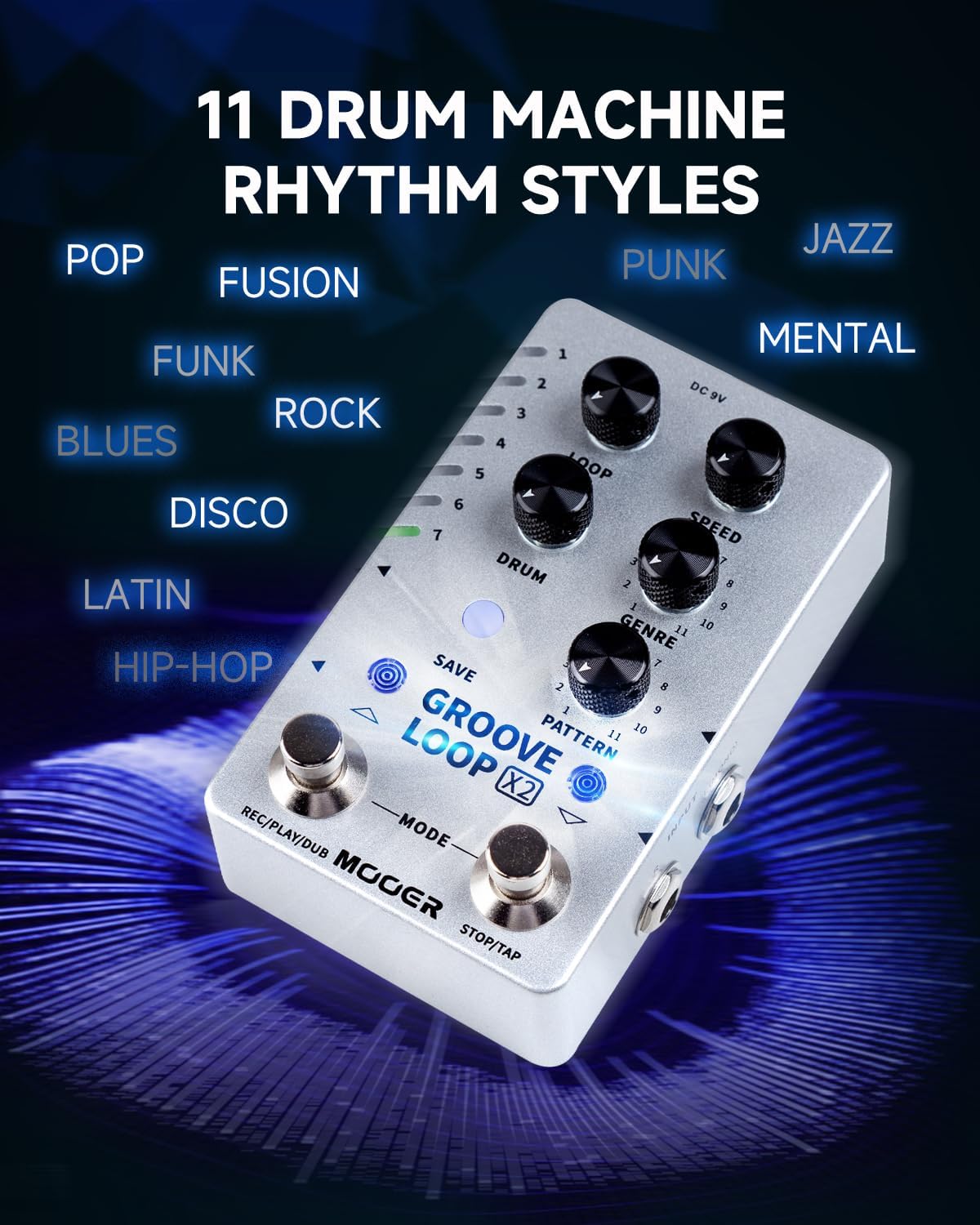 MOOER Groove Looper Pedal Drum Machine Stereo Guitar Loop Recorder Pedals with 140 Minutes Loops 121 Drum Grooves Editor Software (X2)