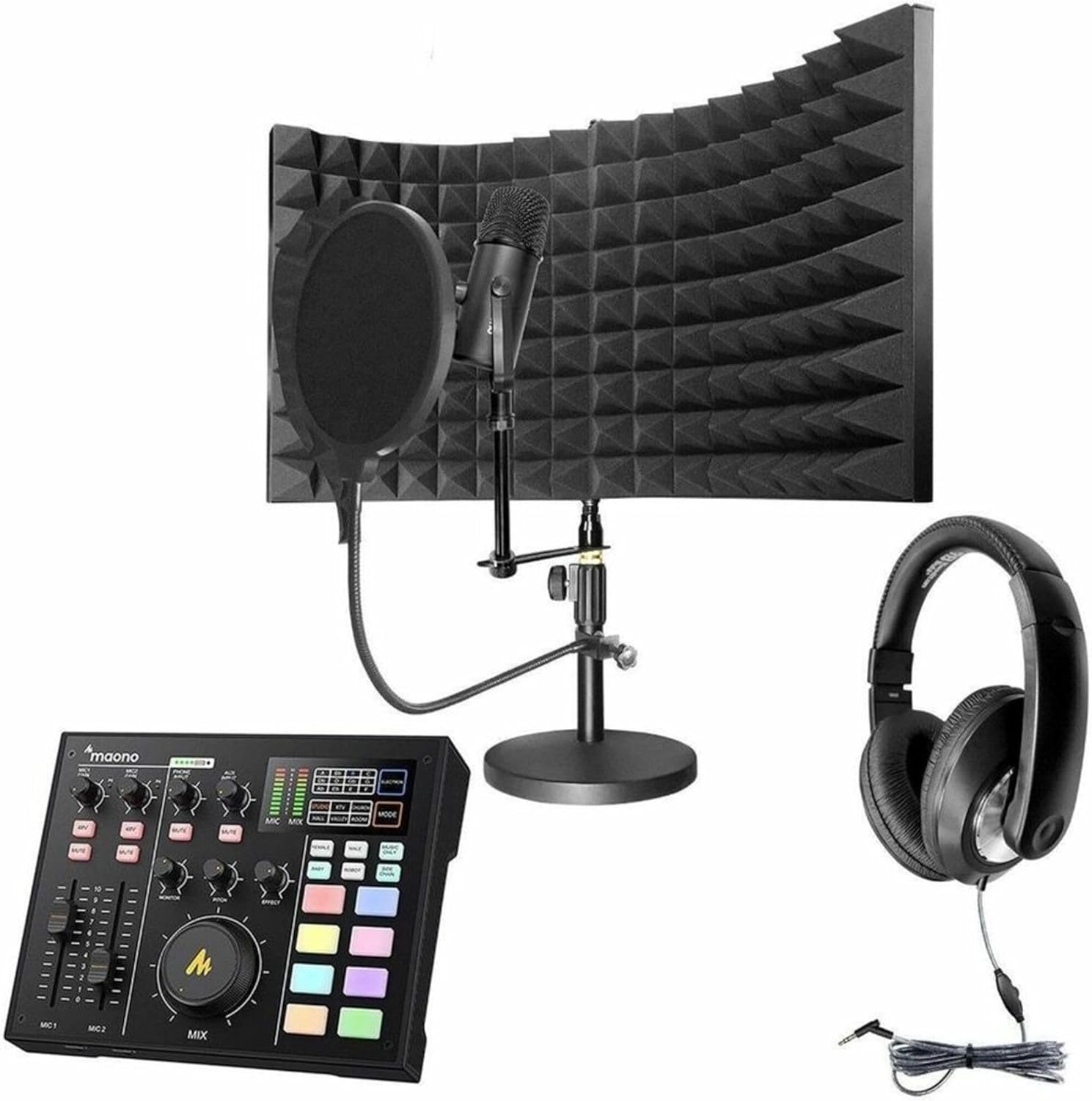 HamiltonBuhl MPSK-CT2 Media Production Studio Kit Content Creation Tools #2, Includes: On-Air! Podcast Kit, Portable Mixer Production System and Smart-Trek Deluxe Headphone