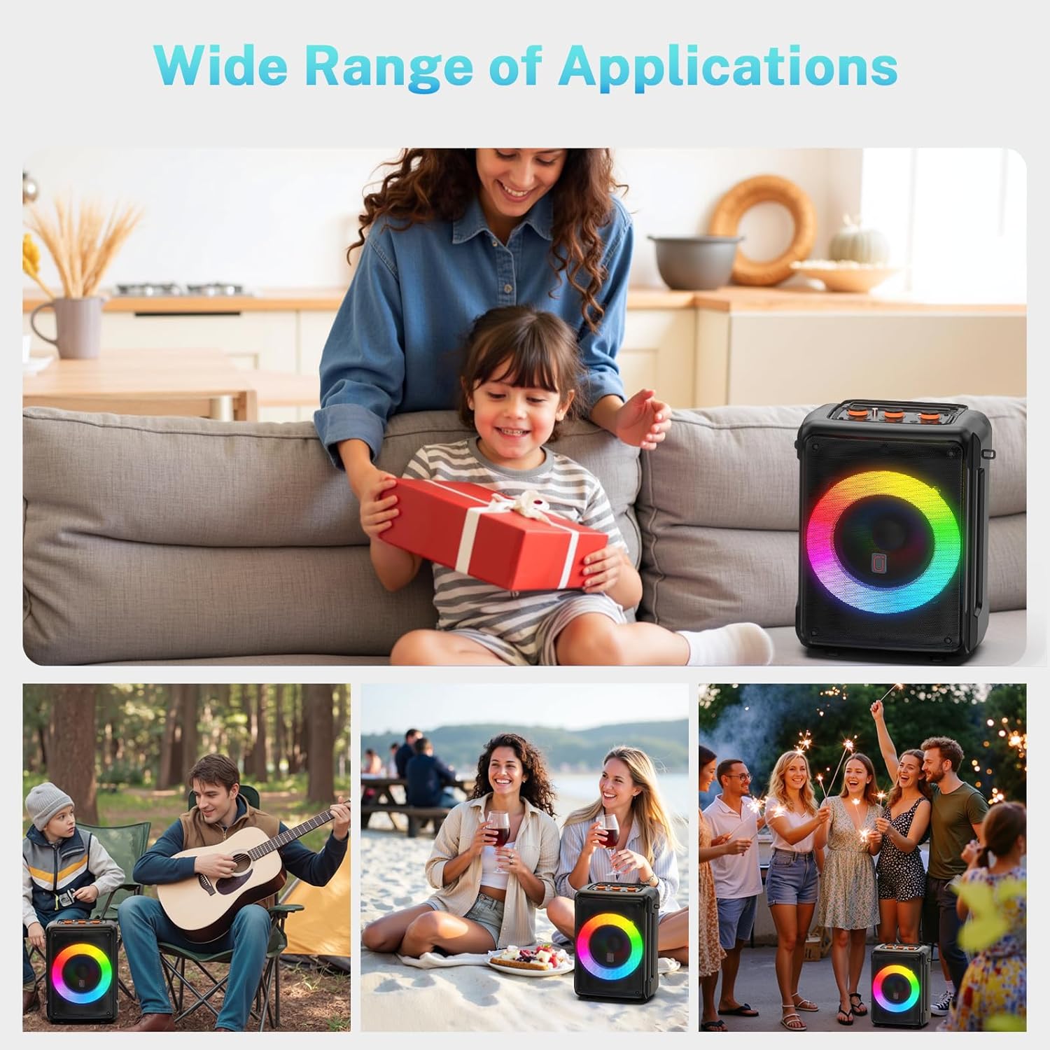 Karaoke Machine with 2 Microphones, Portable Bluetooth Karaoke Speaker for Adults, Home Party Speaker with DJ Light for Outdoor, Events, Gathering, PA System Support TV Connectivity