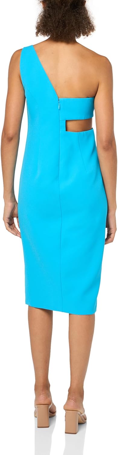 BCBGMAXAZRIA Women's One Shoulder Asymmetrical Neck Cut Out Midi Dress