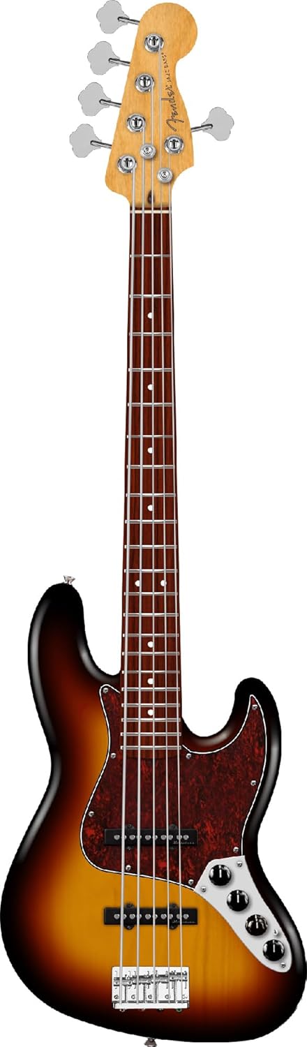 Fender Player II Modified Active Jazz Bass V - 3-Tone Sunburst Bundle with Gig Bag, Strap, Cable, 3-Pack Picks, and Guitar Cleaning Kit