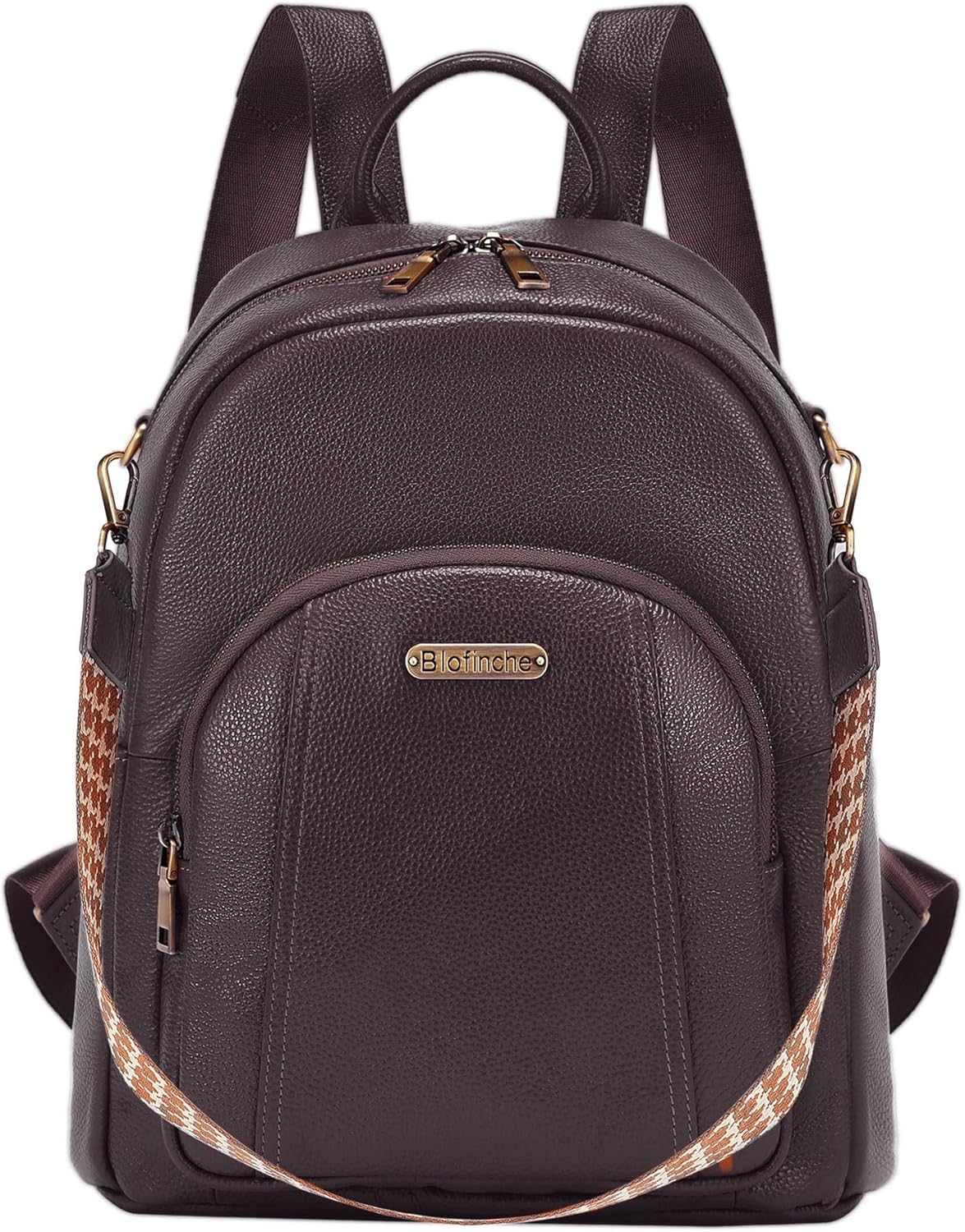 Women's Genuine Leather Travel Backpack, 12.9 Inch Laptop Backpack with Anti-Theft Pocket, Durable Computer Bag for Work & Commuting, Coffee Brown