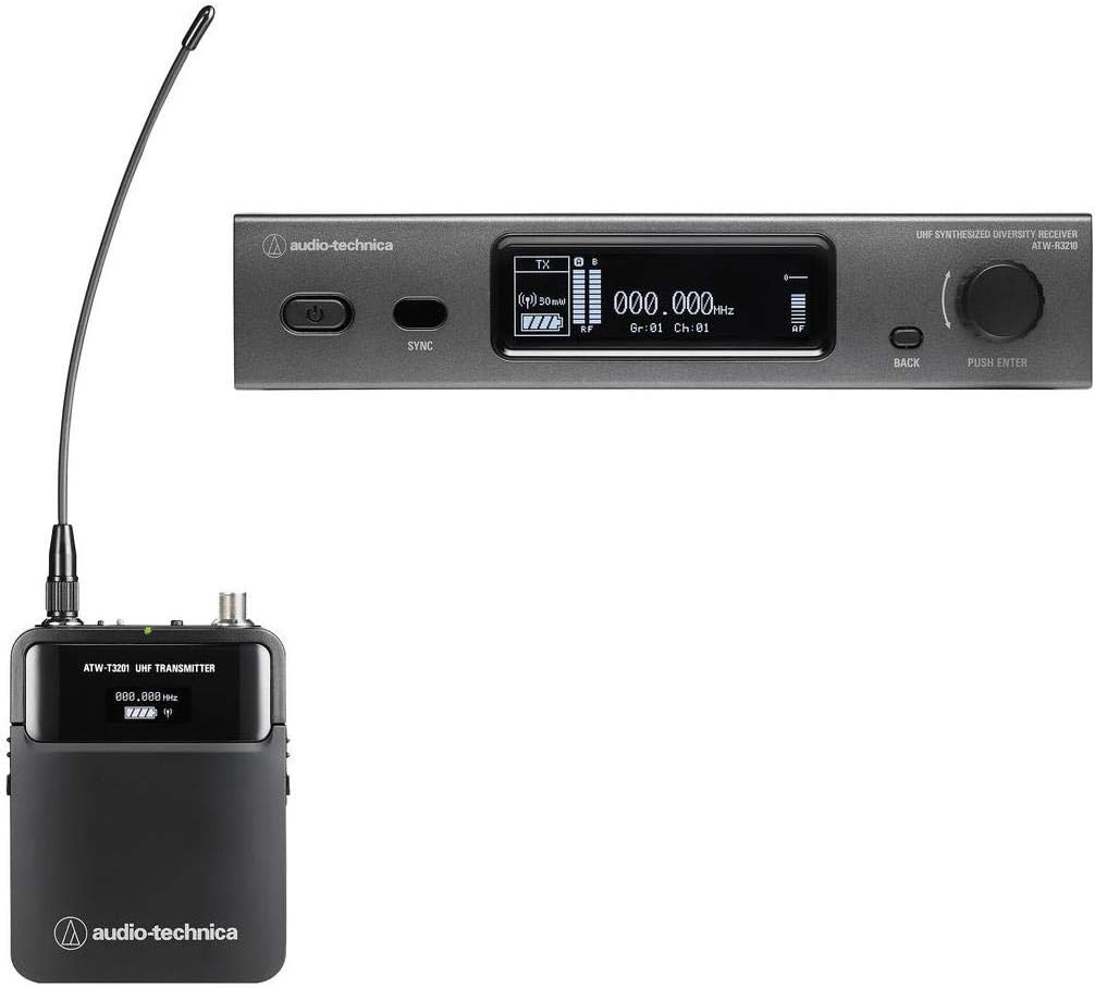 Audio-Technica 3000 Series ATW-3211EE1 Fourth Generation Wireless System, Includes ATW-R3210 Receiver and ATW-T3201 Transmitter, Frequency Band EE1: 530.000 to 589.975MHz