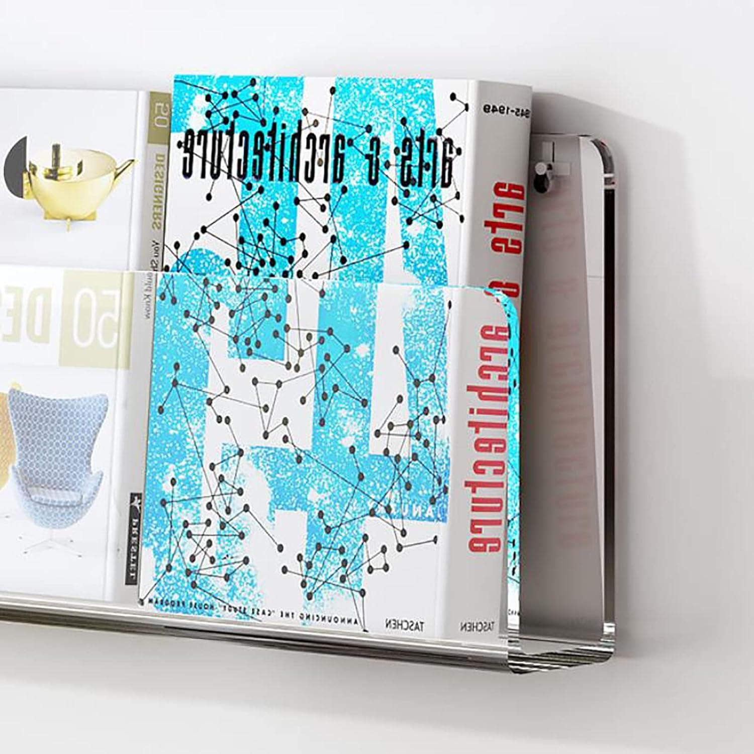 Acrylic Floating Shelves 2 Tier, Acrylic Brochure Holder Magazine Rack,Wall Mount Bookshelf Bathroom Floating Shelves Organizer for Office Waiting Room Home Display ( Color : Orange+Green , Size : L24