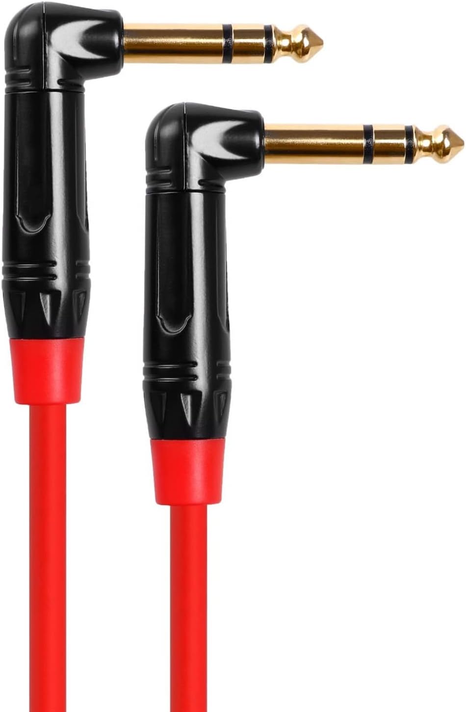 Guitar Cable Output 6.35mm to 6.35mm Guitar Cable 1/4 Inch Right Angle Stereo Cord for Electric Drum Bass (Color : Crimson, Size : 10m)