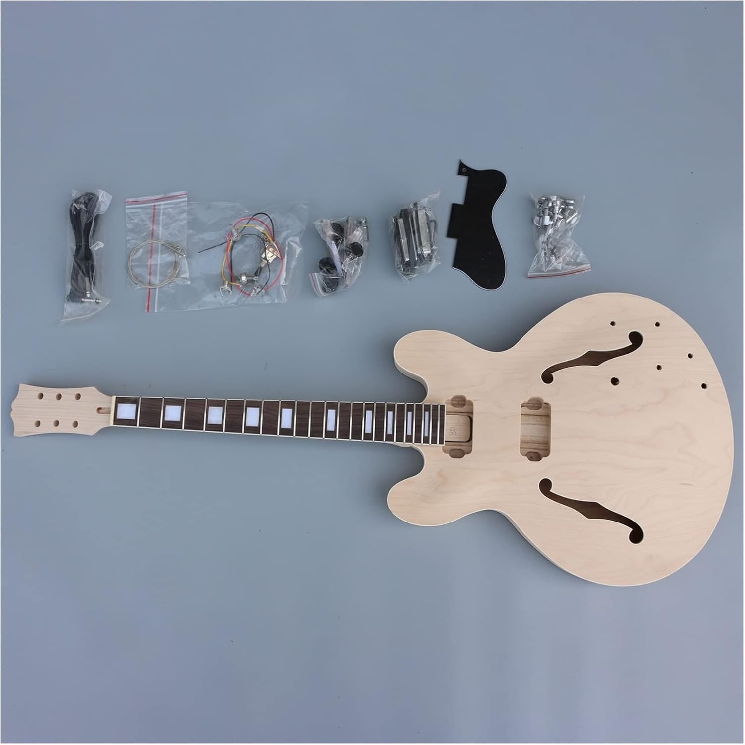 TSTS Semi Hollow Electric Guitar Body Maple Neck 22fret 24.75inch Rosewood Fretboard with Hardwares Unfinished Electric Guitar Kit