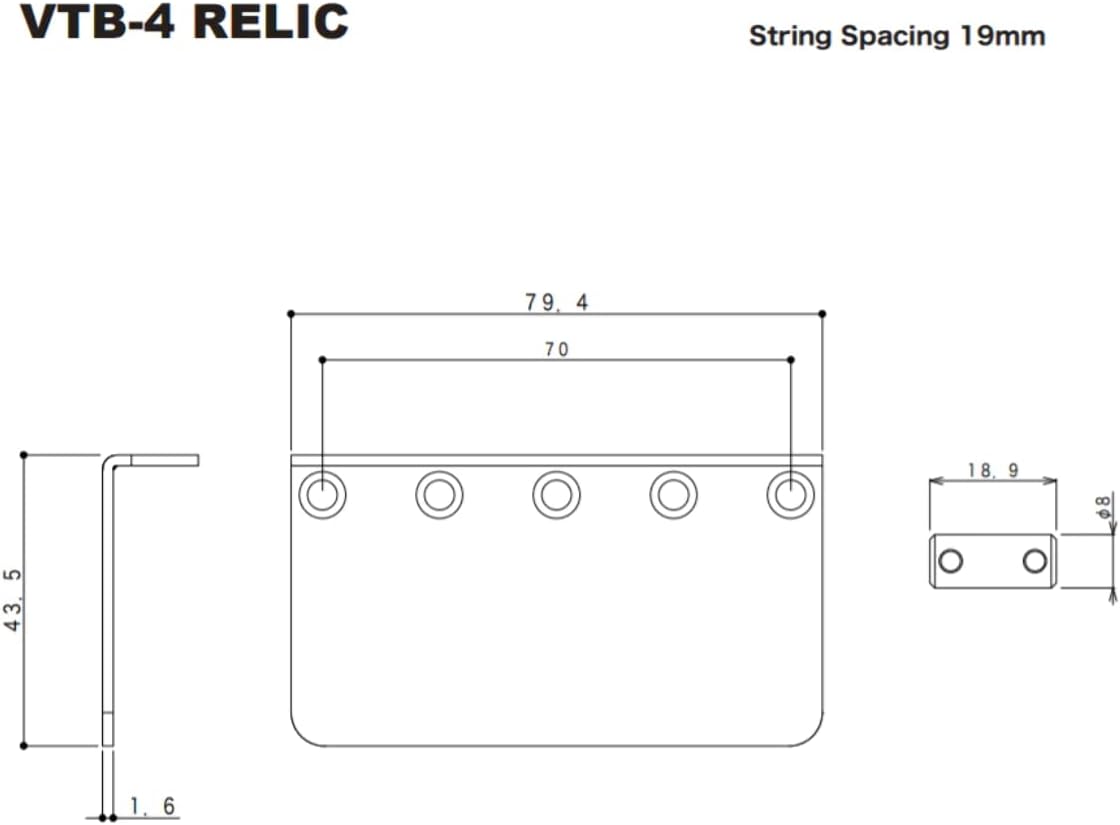 Gotoh VTB-4 Bass Bridge - Aged Chrome