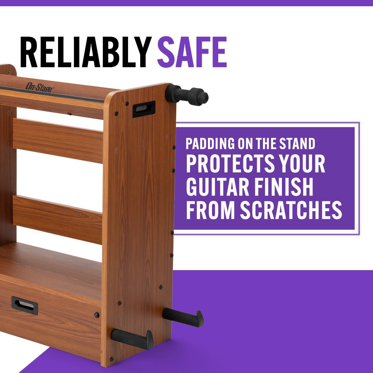 On-Stage GWS5000RB Guitar Workstation (Amp Stand, Electric Guitar or Bass Stand, Cable and Strap Hanger, Pedalboard, Accessory Tray for Picks, Capos, and Tuners, Gear Shelving, Organizer, Rosewood)