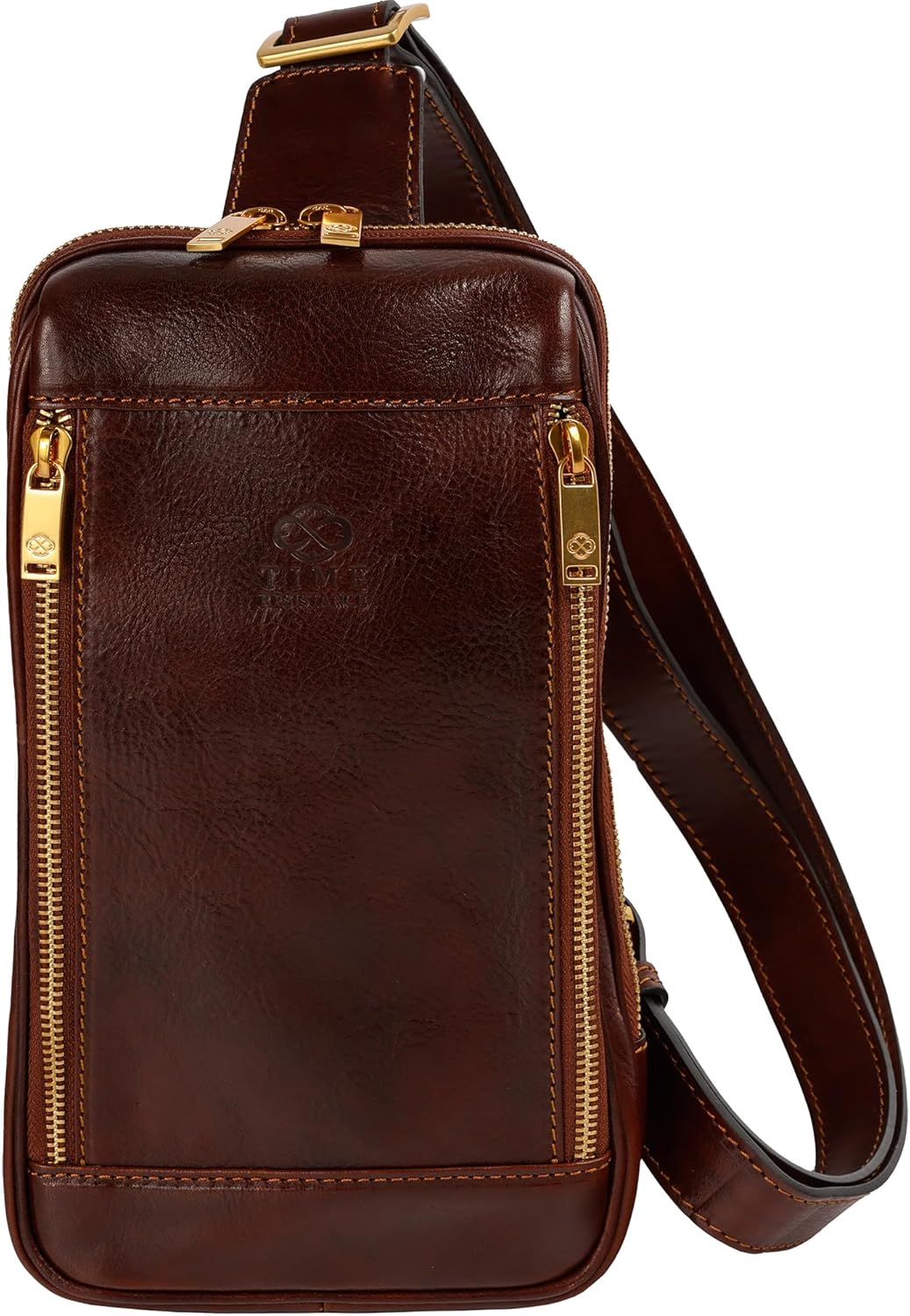 Time Resistance Leather Crossbody Bag - Brown Sling Bag - Messenger Bag for Men and Women - Handmade Shoulder Bag Backpack | Handmade