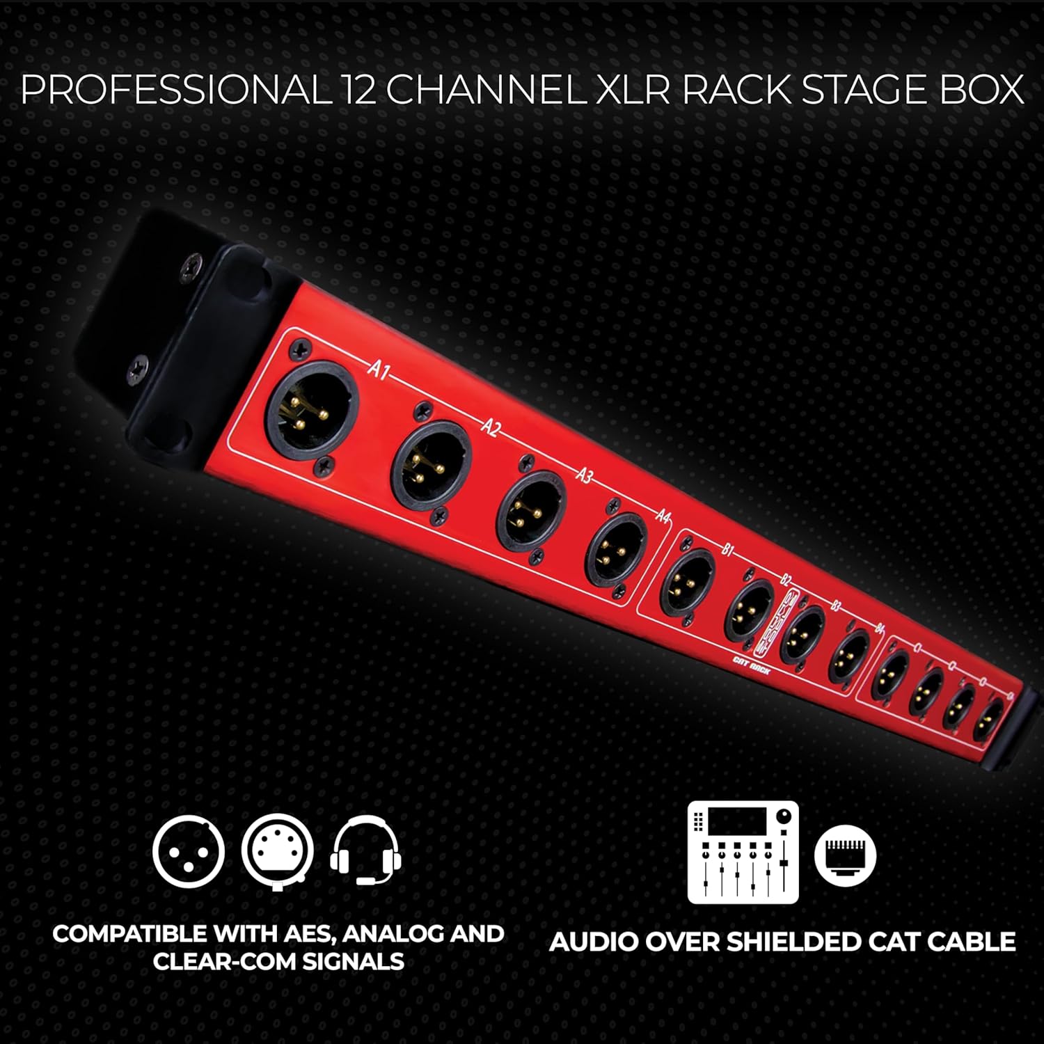 Sound Tools CAT Rack Male XLR Stage Box – 12-Channel Analog Audio Over Shielded CAT Cable – EtherCON & XLR Connectors – Modular Rackmount Splitter for Studio, Live Sound & Broadcast Use