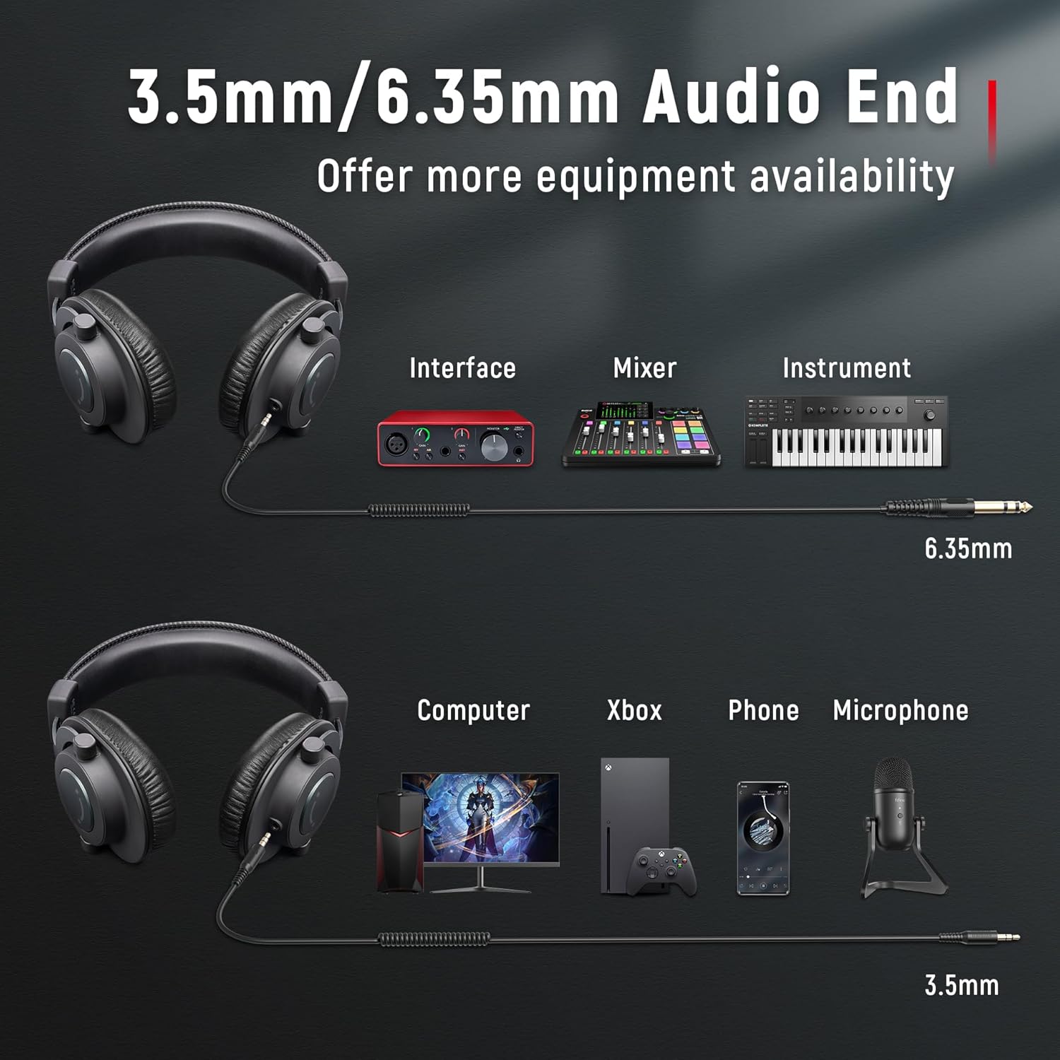 FIFINE Gaming Audio Mixer and Studio Monitor Headphones Set, Streaming RGB Mixer with Volume Control, Mute Button, 6.35MM Interface, Over-Ear Wired Headphones Bundle for Recording Podcast (H8+SC3)