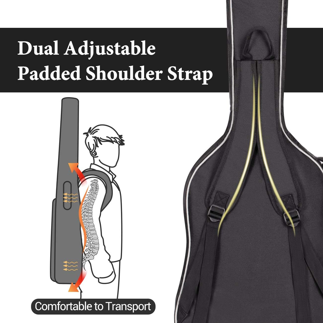 CAHAYA Electric Bass Guitar Bag Gig Bag 0.3in Padding + Backpack 0.3in Padding