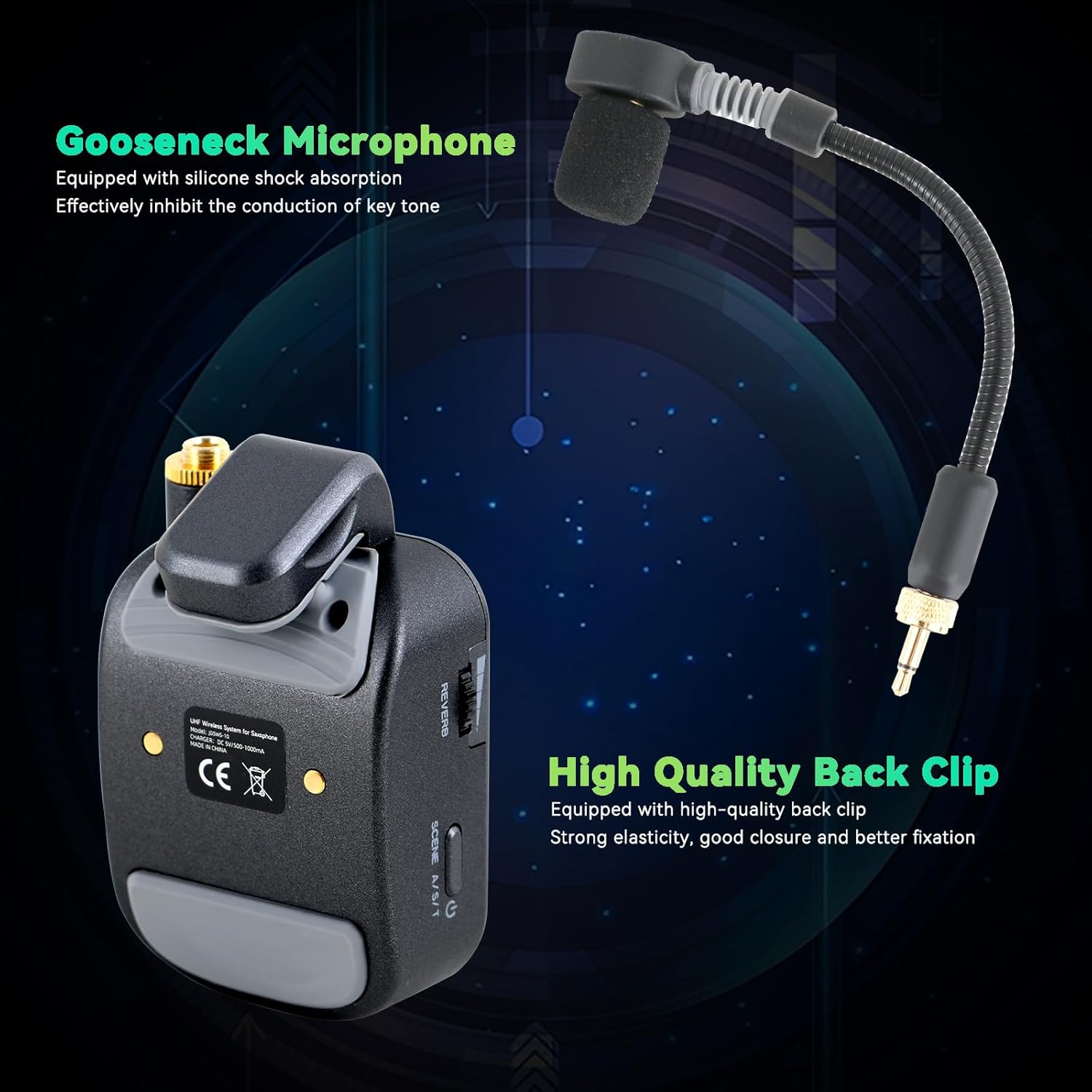 EASTROCK Gold/Nickel Alto Saxophone E Flat Sax and Saxophone Wireless System