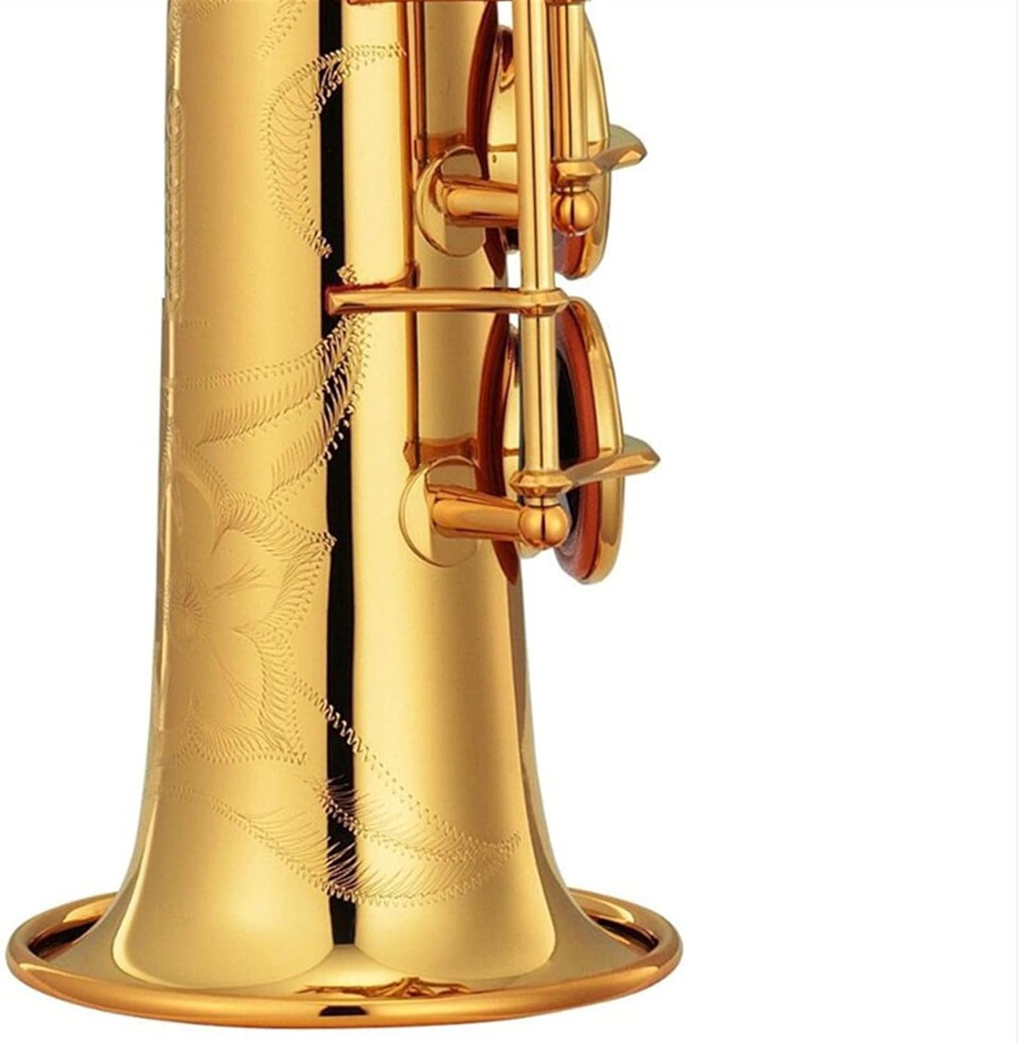 Saxophone Golden B Flat Straight Sax Woodwind Musical Instrument with Case