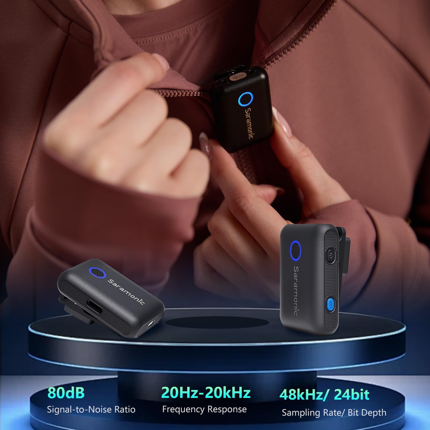 Saramonic BLINK500B2+ Wireless Lavalier Microphone for iPhone Android Type-C Smartphone Camera, 492ft Range, 20h Battery Life, Clip on Wireless Lapel Mic for Live Streaming Video Conference Recording