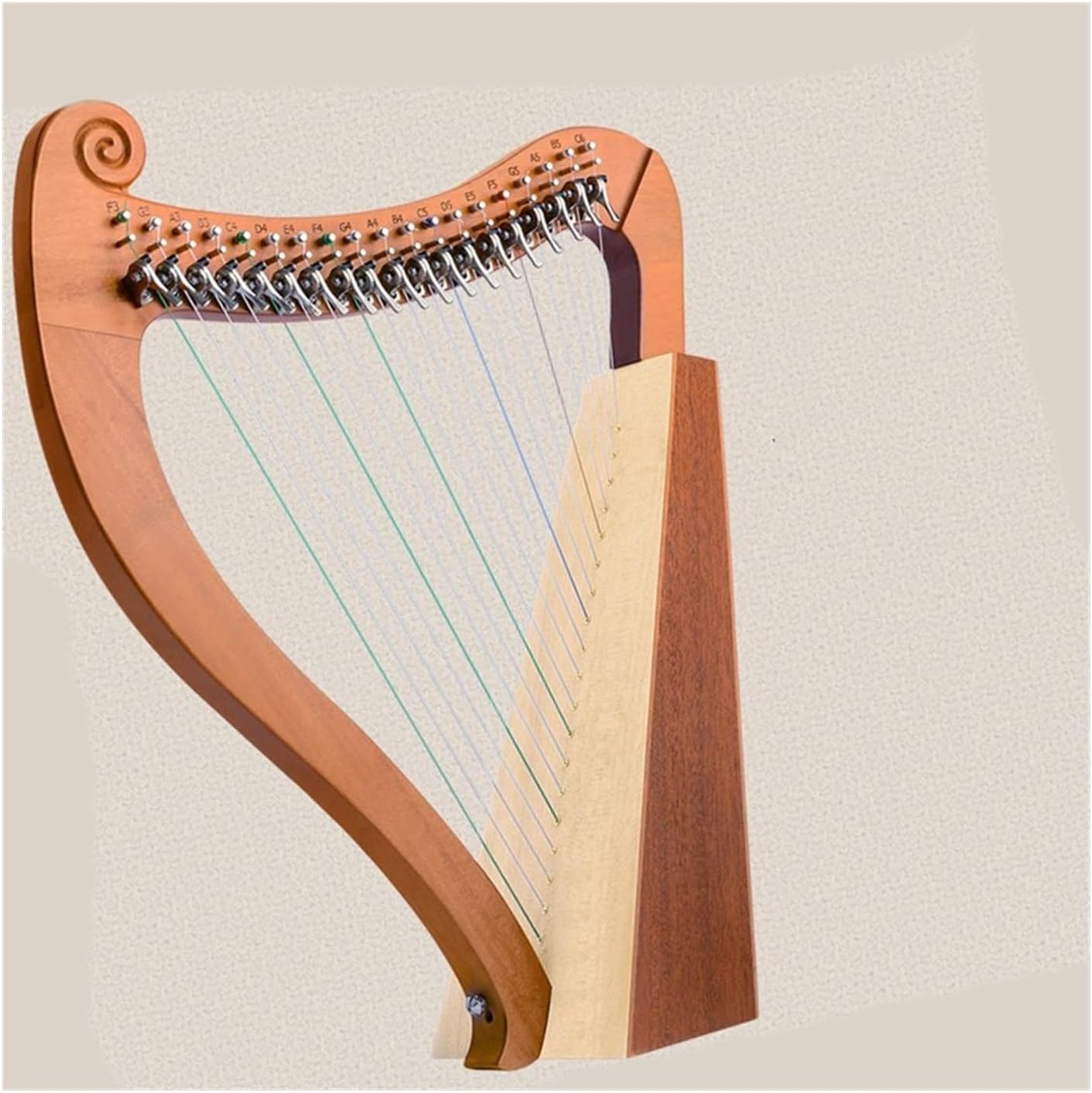 Lyre Harp Set 19-string Harp Portable Small Beginner Instrument With Half-key 19-tone Original Wood Color With Accessories