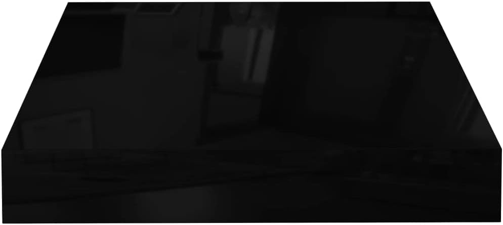 Floating Shelves Set of 4 High Gloss Black MDF 9.3 x 9.1 x 1.5 in Modern Square Wall Mount Display for Living Room Bedroom Office