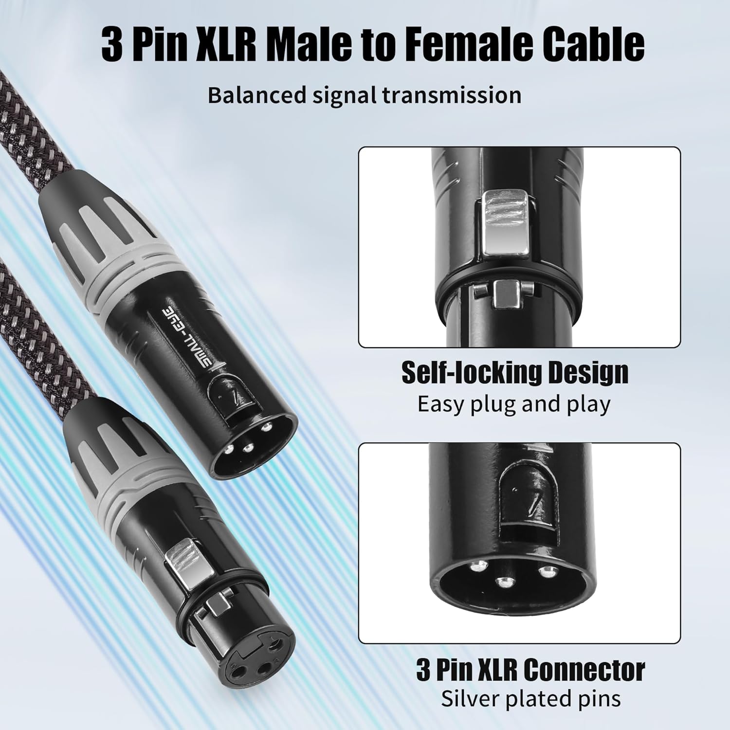 SMALL-EYE XLR Cables for Microphone 25 ft 6 Pack – Premium Braided Balanced XLR Mic Cable, 3-Pin Male to Female, Dual Shielded for Studio, Stage, and Live Sound (25')
