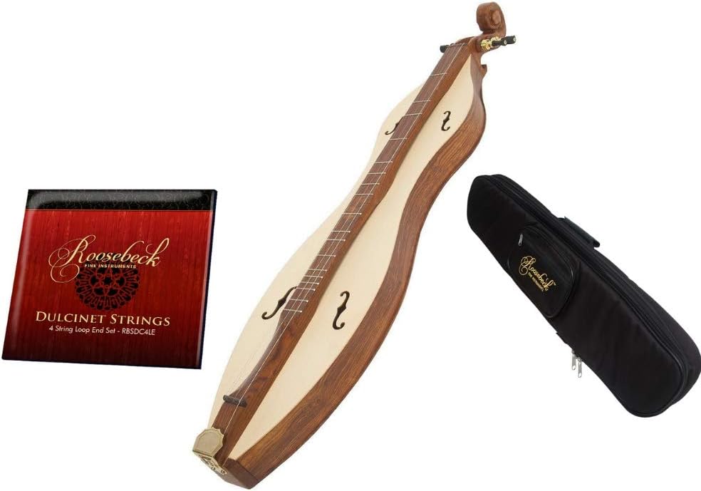 Mountain Dulcimer Package Includes: Roosebeck 4-String Sheesham Emma Arched Mountain Dulcimer + Dulcimer Gig Bag Case + 4 String Replacement Set