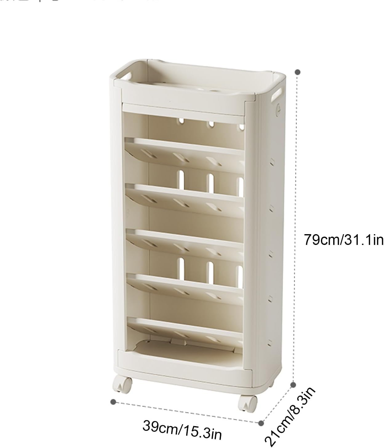 Rolling Bookshelf, Mobile Storage Book Shelf with Wheels, Bookcase Storage Rack, Slim Utility Organizer, Smooth Surface, for Office, Library, Dorm, Study Room