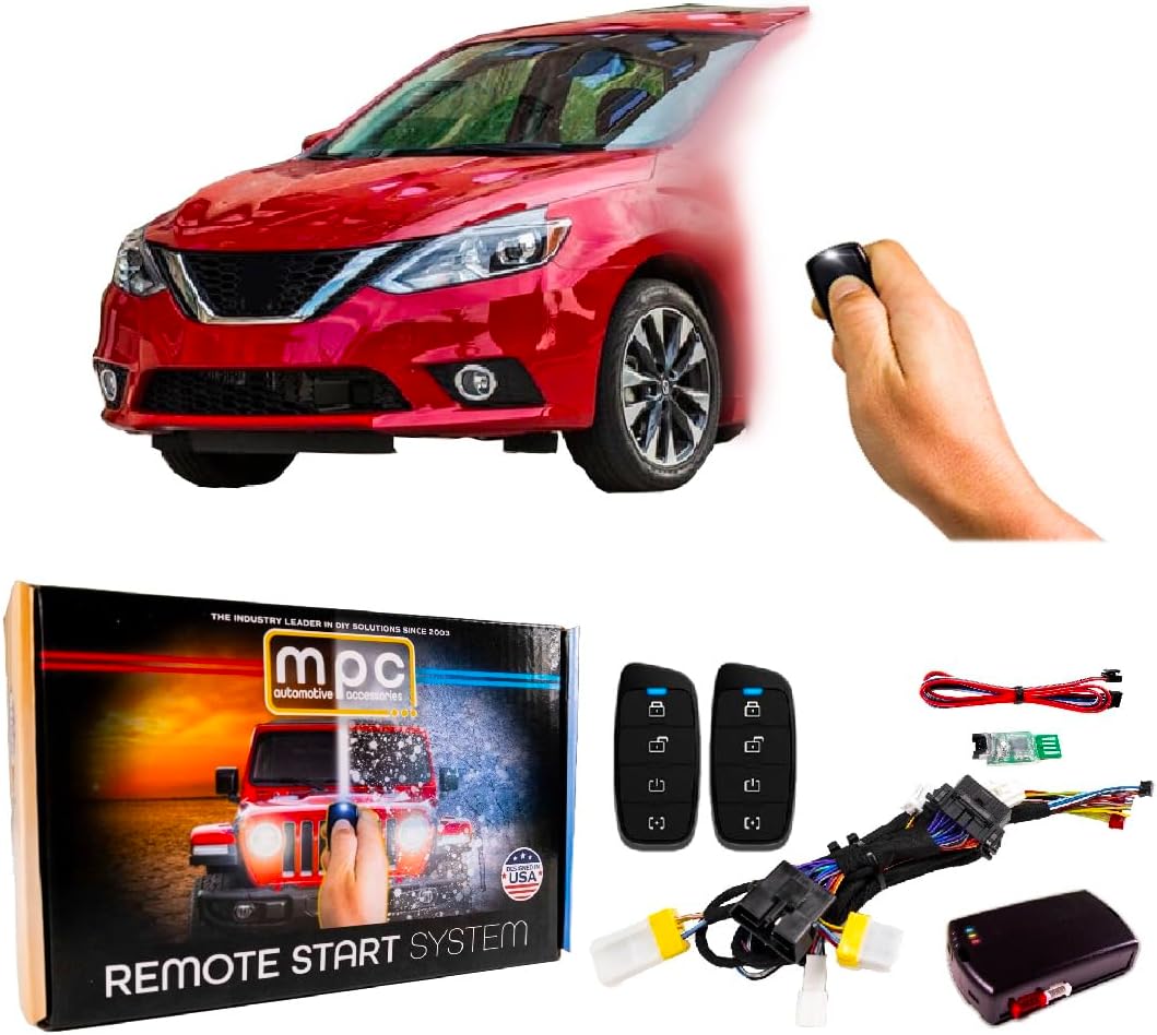 MPC Complete (2) 4-Button Extended Range 2-Way Remote Start Kit Compatible with Nissan Sentra 2013-2019 Push-to-Start ONLY- T-Harness - Firmware Preloaded - FlashLink Updater