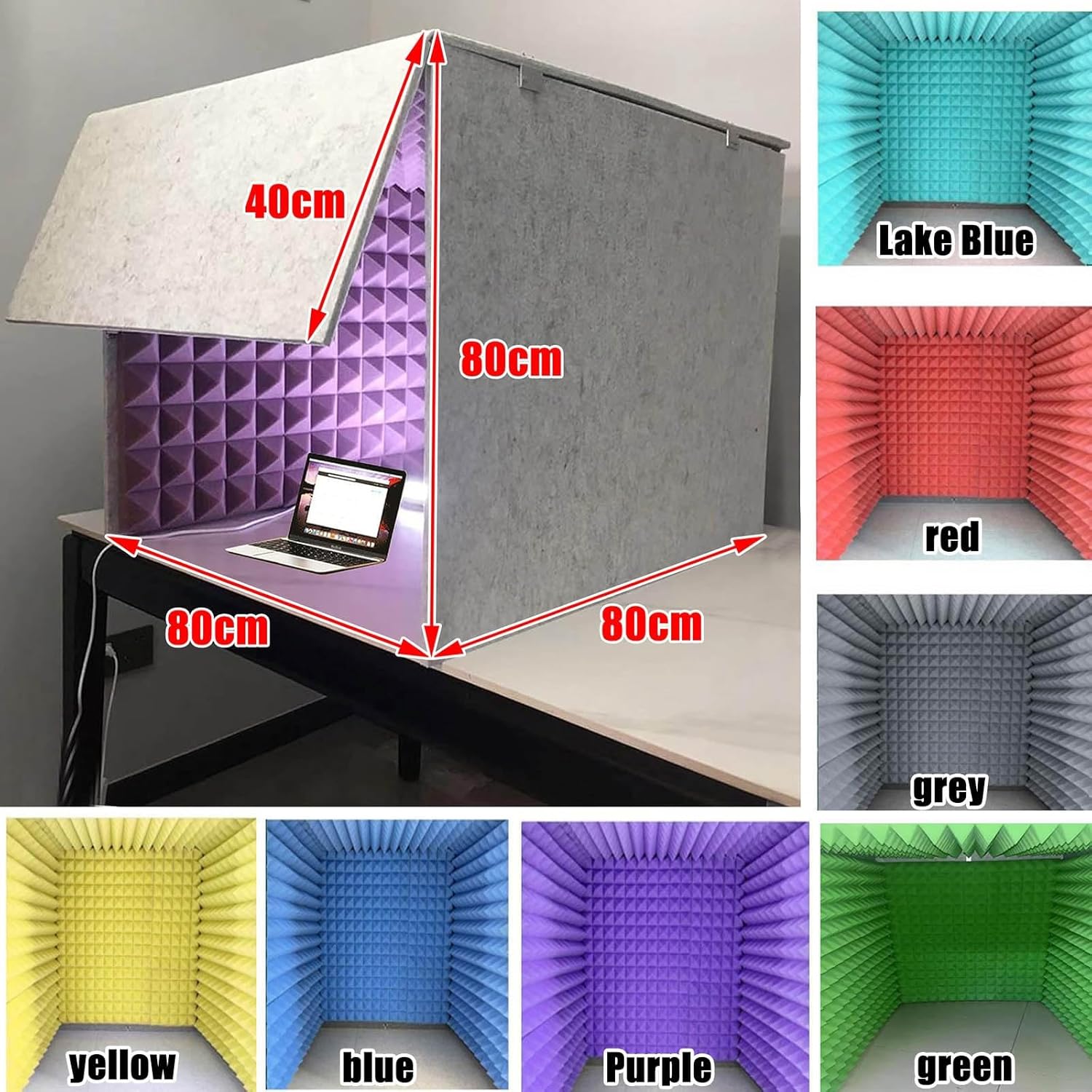 Portable Recording Studio, Microphone Isolation Booth, Desktop Soundproof Enclosure, for Studio Recording Singing (Red)