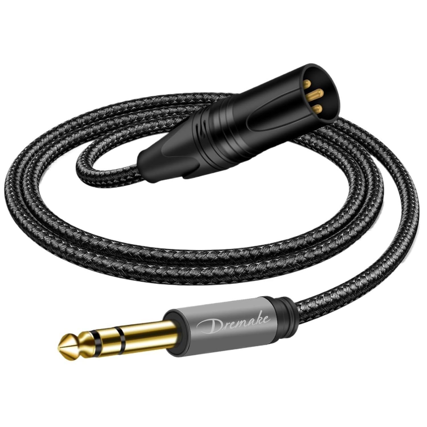 XLR Male to TRS 1/4 Stereo Guitar Aux Audio Cable Cord with Dark Web Braid for Guitar Home Theater Devices Speaker and Amplifier(1m)