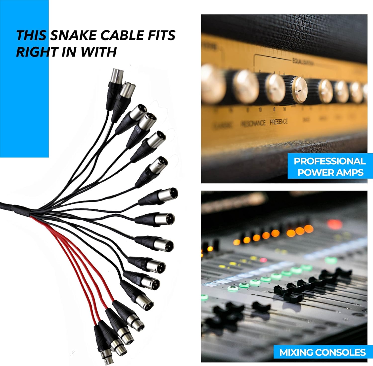Seismic Audio Speakers 12 Channel Low Profile XLR Send Sub Snake Cable, XLR Splitter Cable, 25 Feet