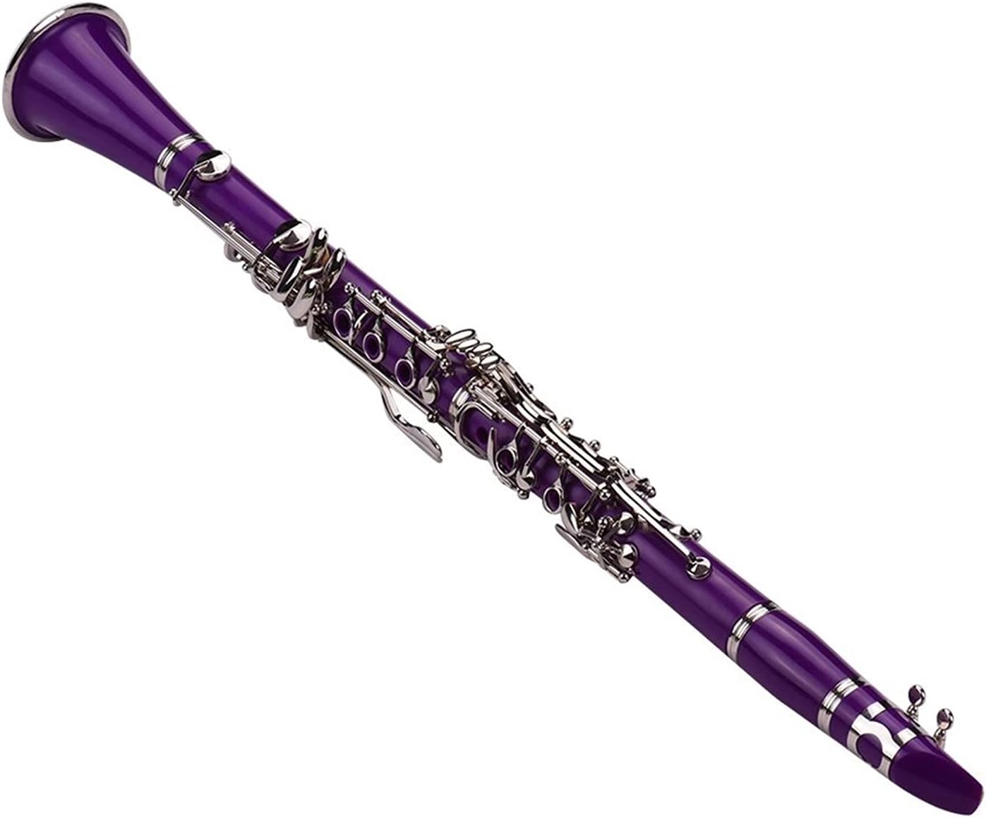 Standard Clarinet ABS 17-Key Clarinet Bb Flat Belt Suitcase Gloves Cleaning Cloth Reed Box 10 Pieces Reed Woodwind Instrument Beginner Clarinet (Color : Purple)