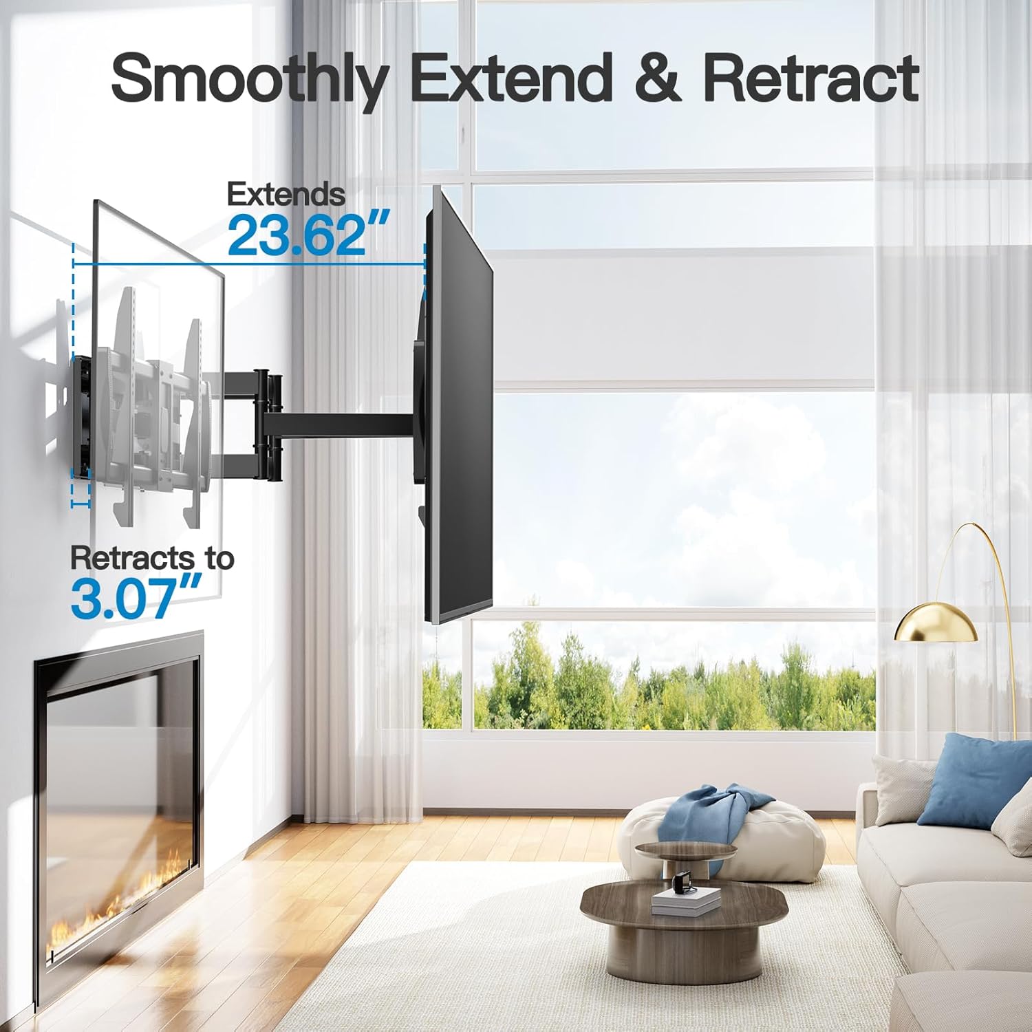 PERLESMITH Full Motion TV Wall Mount for 50”-90” TVs up to 165lbs, Max VESA 800x400mm PSXFK1, Corner TV Wall Mount for 26-60 inch up to 99 lbs, Max VESA 400x400mm PSCMF1