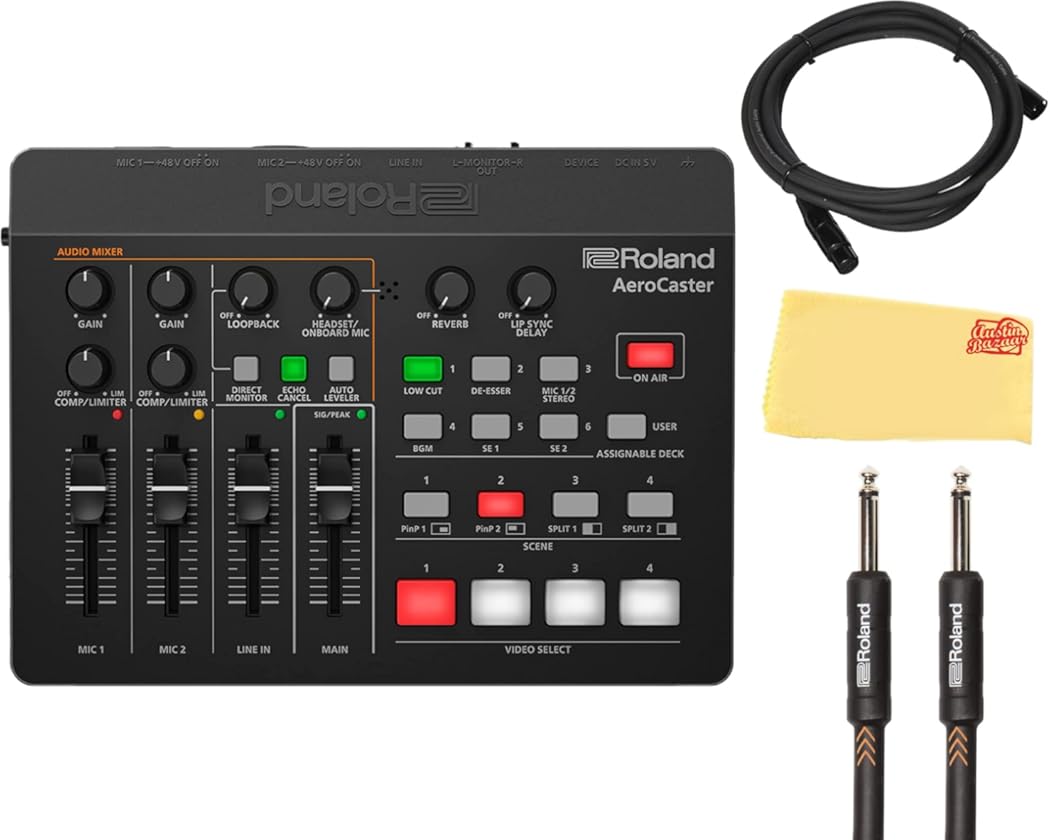 Roland VRC-01 AeroCaster Bundle with Microphone Cable, Instrument Cable, and Austin Bazaar Polishing Cloth