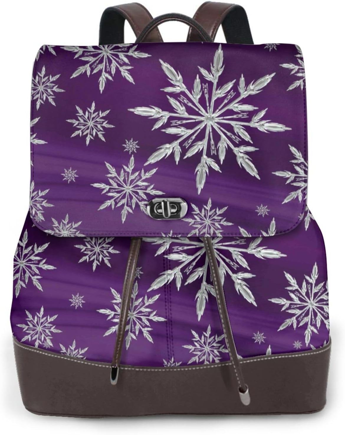 Snowflake Gradient Purple for Womens Backpack Purse Microfiber PU Anti-theft Large Fashion Designer Travel Bag Ladies Shoulder Bags