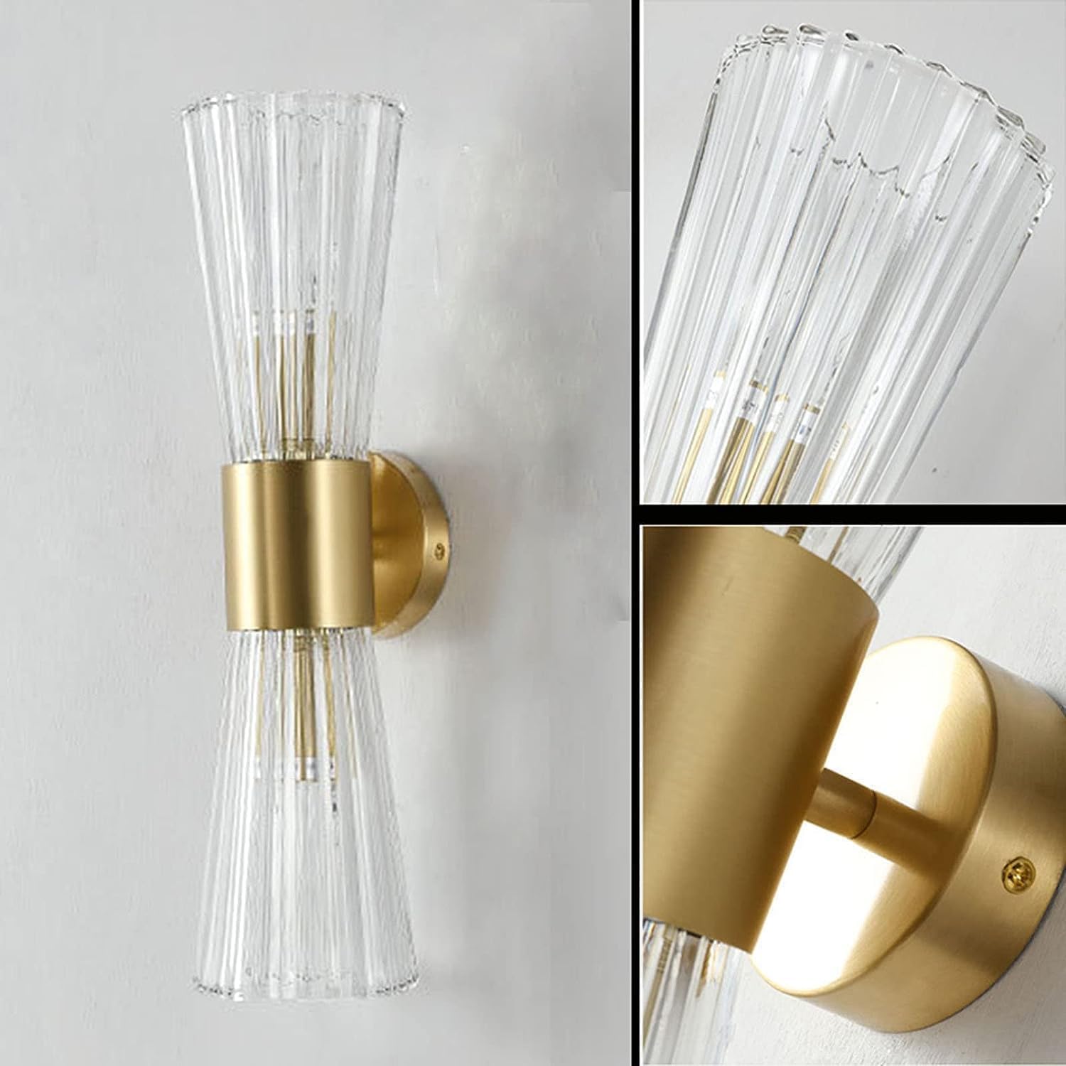 LED Corner Crystal Glass Wall Light 2-Lights Indoor Up Down Wall Sconce Gold Bathroom Vanity Light Fixture Long Linear Hallway Wall Mount Lamp,Chandelier