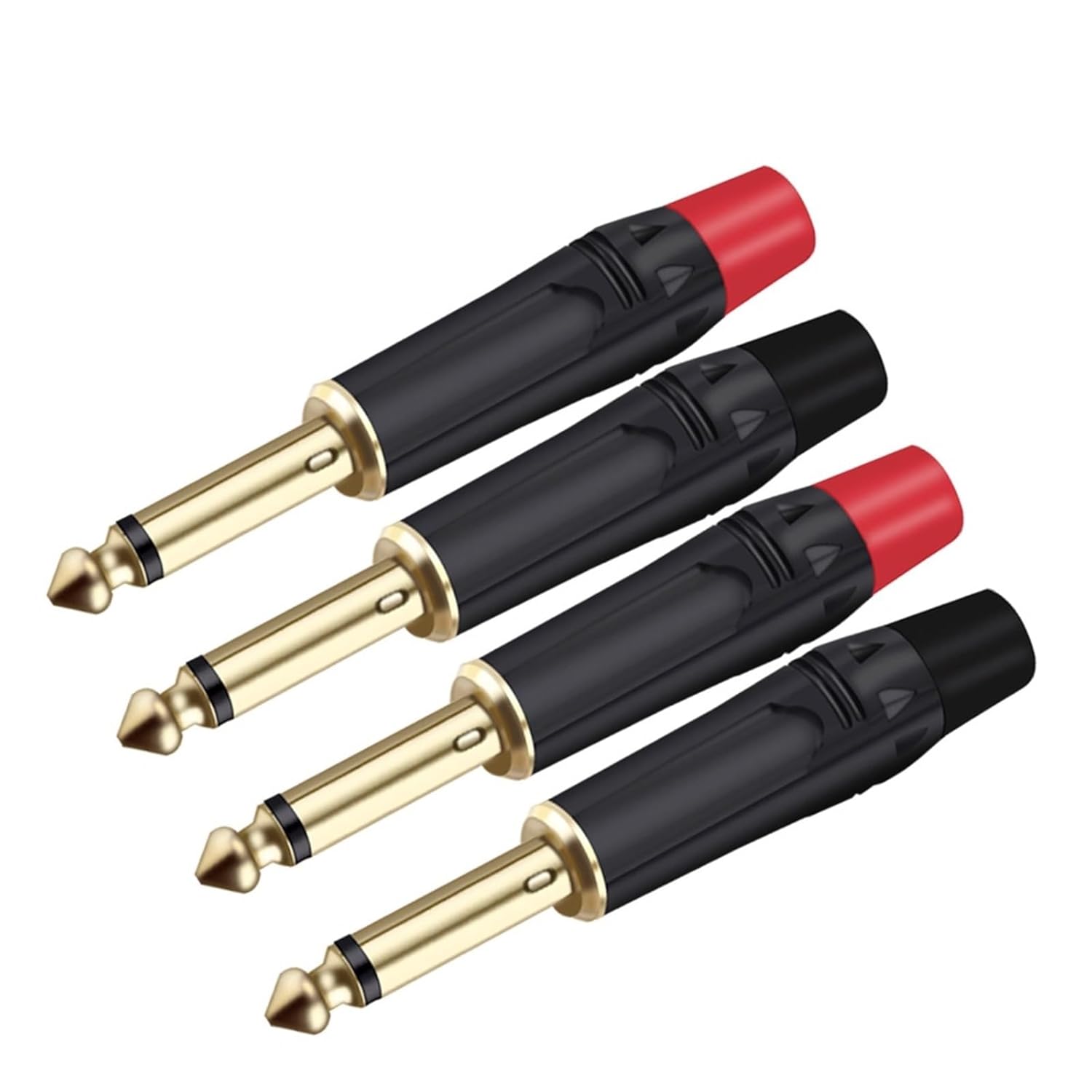 10PCS 6.35MM Mute Plug 2 Poles Mono 6.35MM Wire Connector 1/4 Inch Male Plug Microphone Connector (Color : 5xBlack 5xRed)